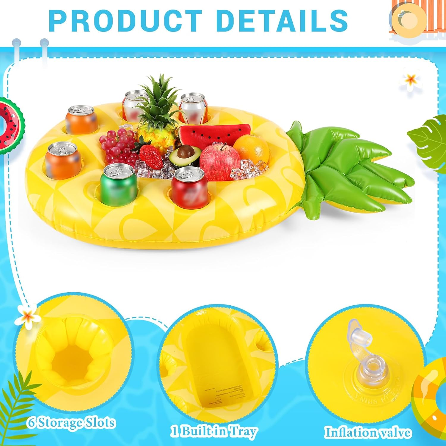 Inflatable Serving Bar Floating Drink Holder for Pool Inflatable Cup Holders Hot Tub Accessories for Adults Swimming Fun Drink Floats for Swimming Pool Party image number 6