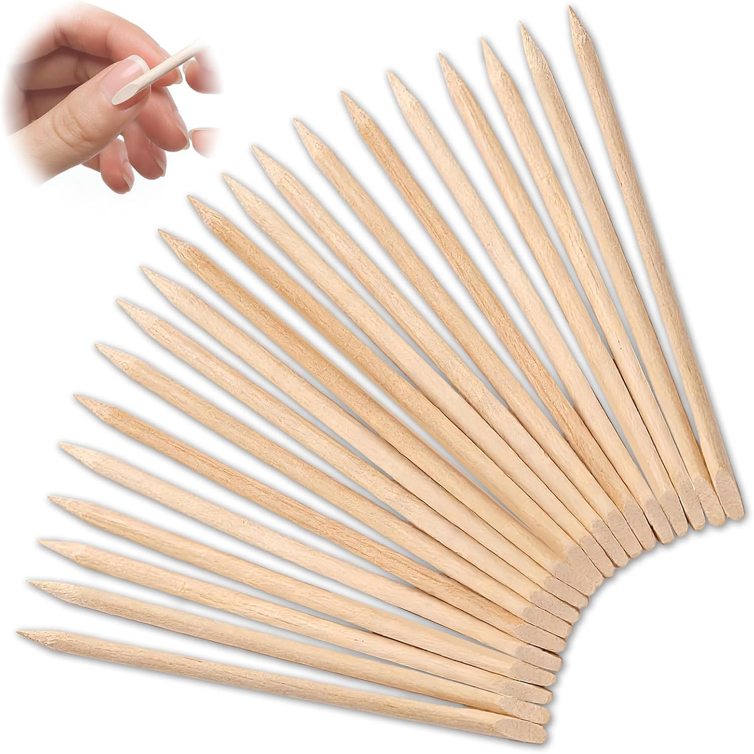 Jeyzuroa 100 Pcs Nail Tools, Orange Wooden Sticks 11.4CM, Double-Headed Cuticle Remover Pusher, Multi-Functional Nail Cleaning Tool for Manicure & Pedicure, Nail Tech Supplies image number 4