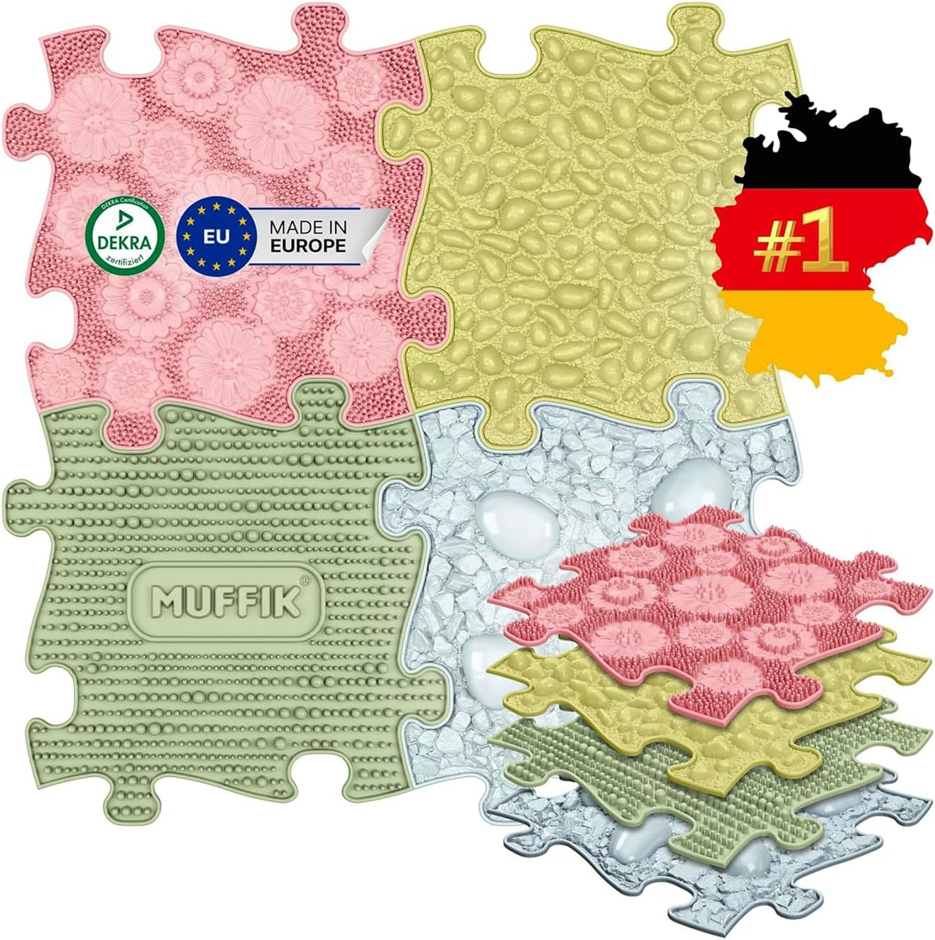 Muffik Family Starter Set - Sensory Mats - 4 Piece Set - Pastel