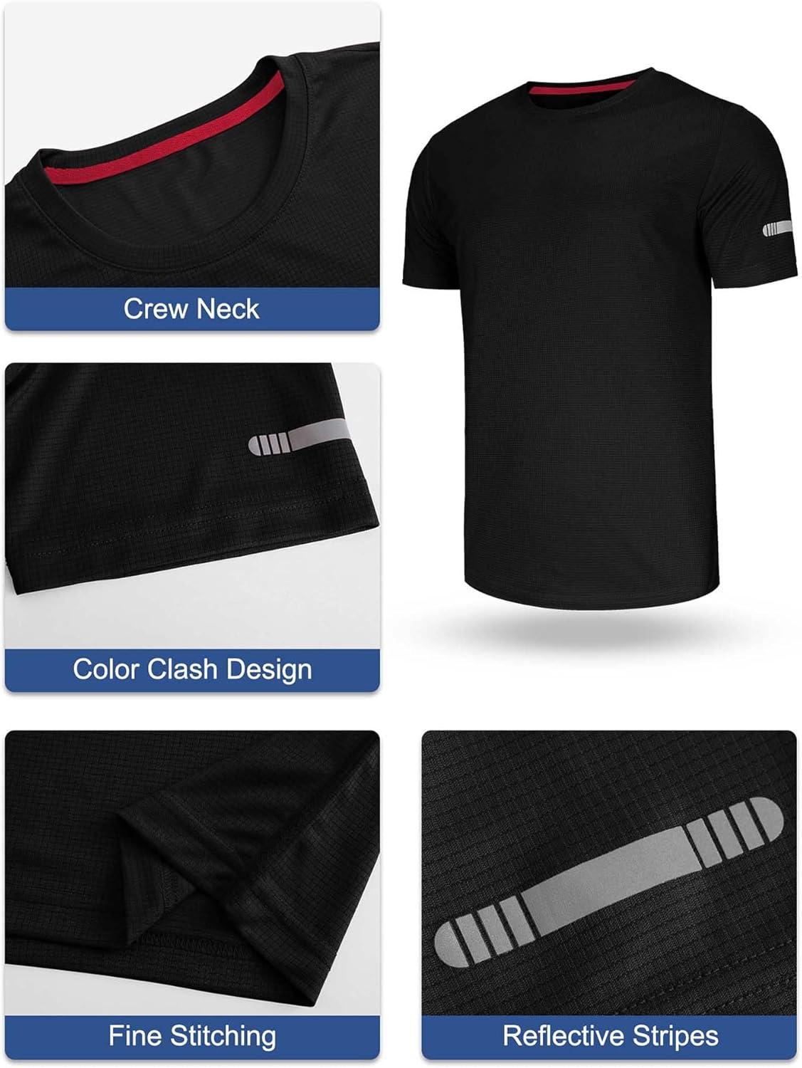 3/5 Pack Men'S T Shirts Gym T Shirts for Men Running Shirts Dry Fit Workout Shirts Training Shirts Exercise T Shirts image number 6