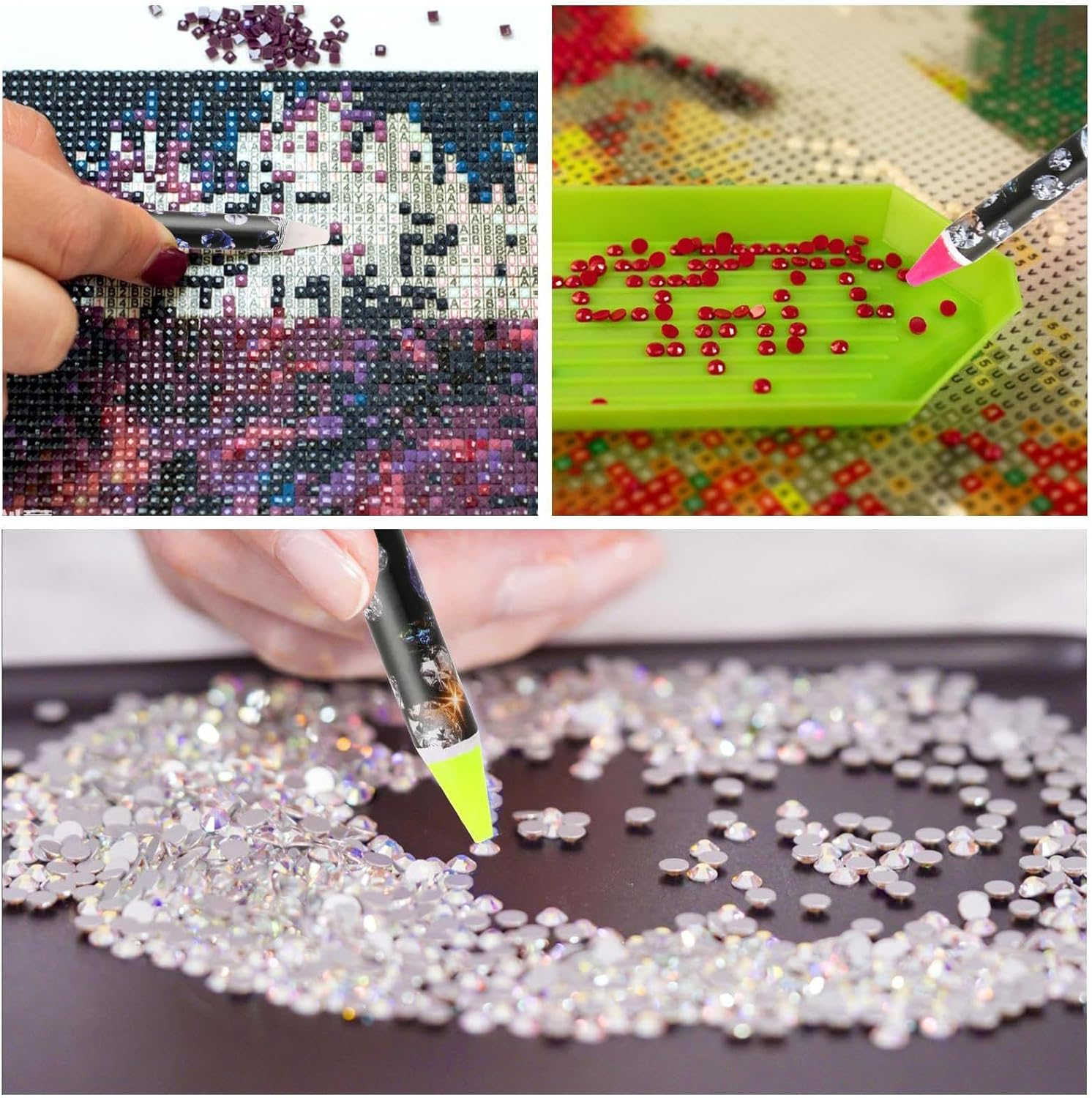 Moreeulsi Rhinestone Pen - Set of 4 Wax Pencils for Gem Painting,Non-Slip Grip, Reusable Crafting Supplies, Lightweight Art Design Pen for Costume Decoration Phone Bedazzling image number 1