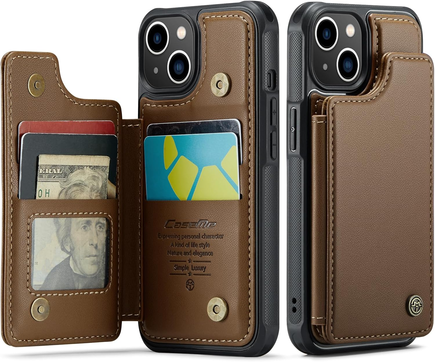 UEEBAI Wallet Case with Card Holder for Iphone 13 6.1 Inch, RFID Blocking Flip Case PU Leather Folio Case Kickstand Card Slots Case Magnetic Clasp Cover Shockproof Case for Women and Men - Green