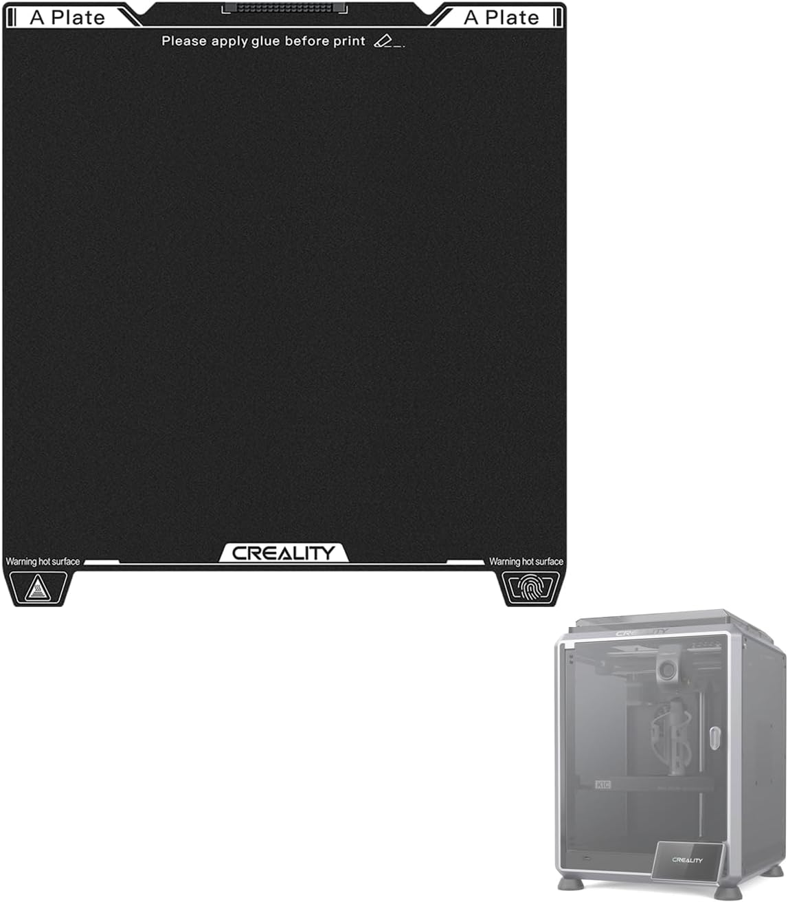 Creality Upgraded K1C Epoxy Resin Build Plate 235 * 235Mm, without Soft Magnetic Sticker, Wipe Nozzle Design, Excellent Adhesion, High Strength and Wear Resistance, 3D Printer Platform for K1C/ K1 SE