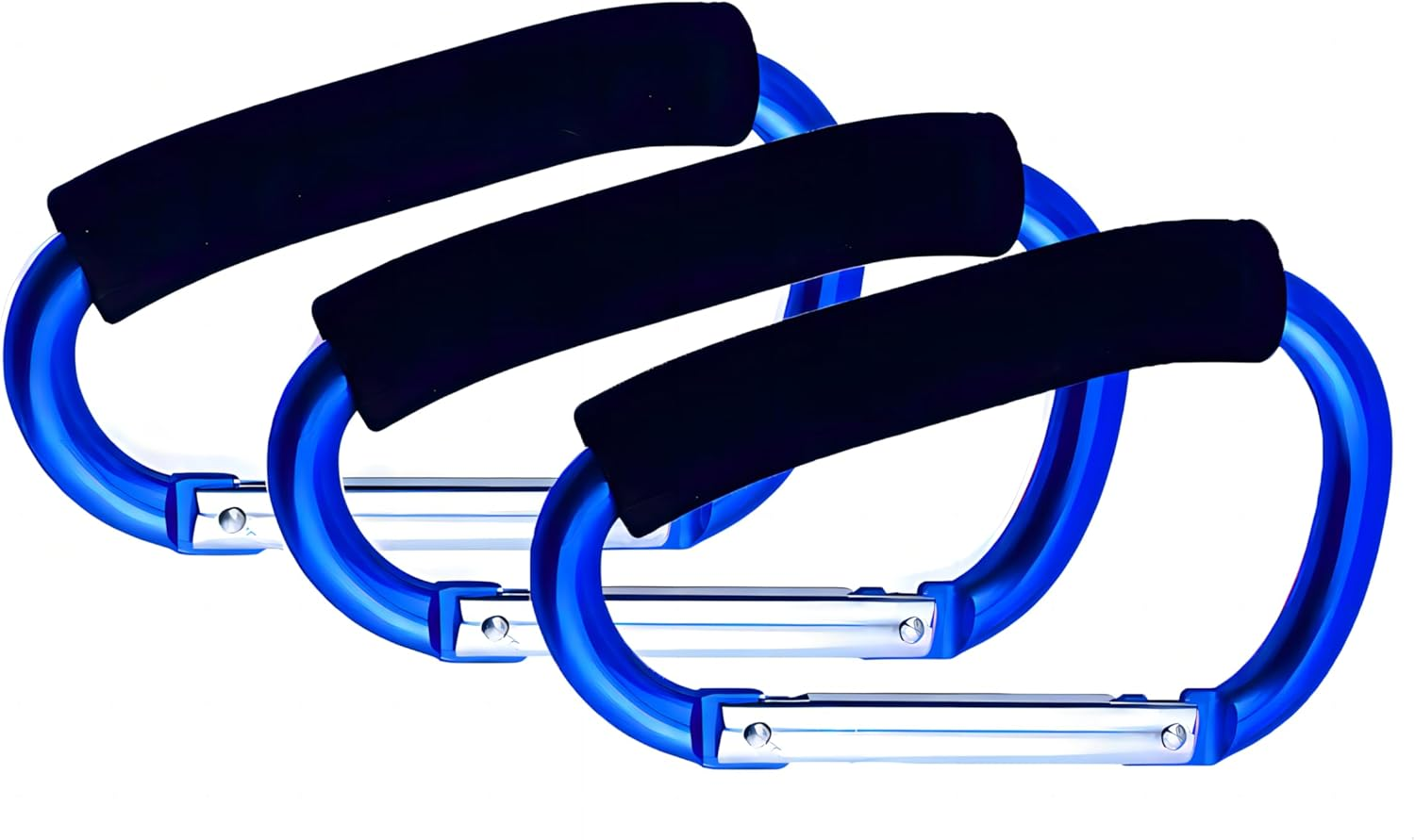 Noneea 3PCS Stroller Hooks Large Carabiner Clip - Carabiner Large, Baby Stroller Hooks for Hanging Bags, Stroller Accessories(Blue)