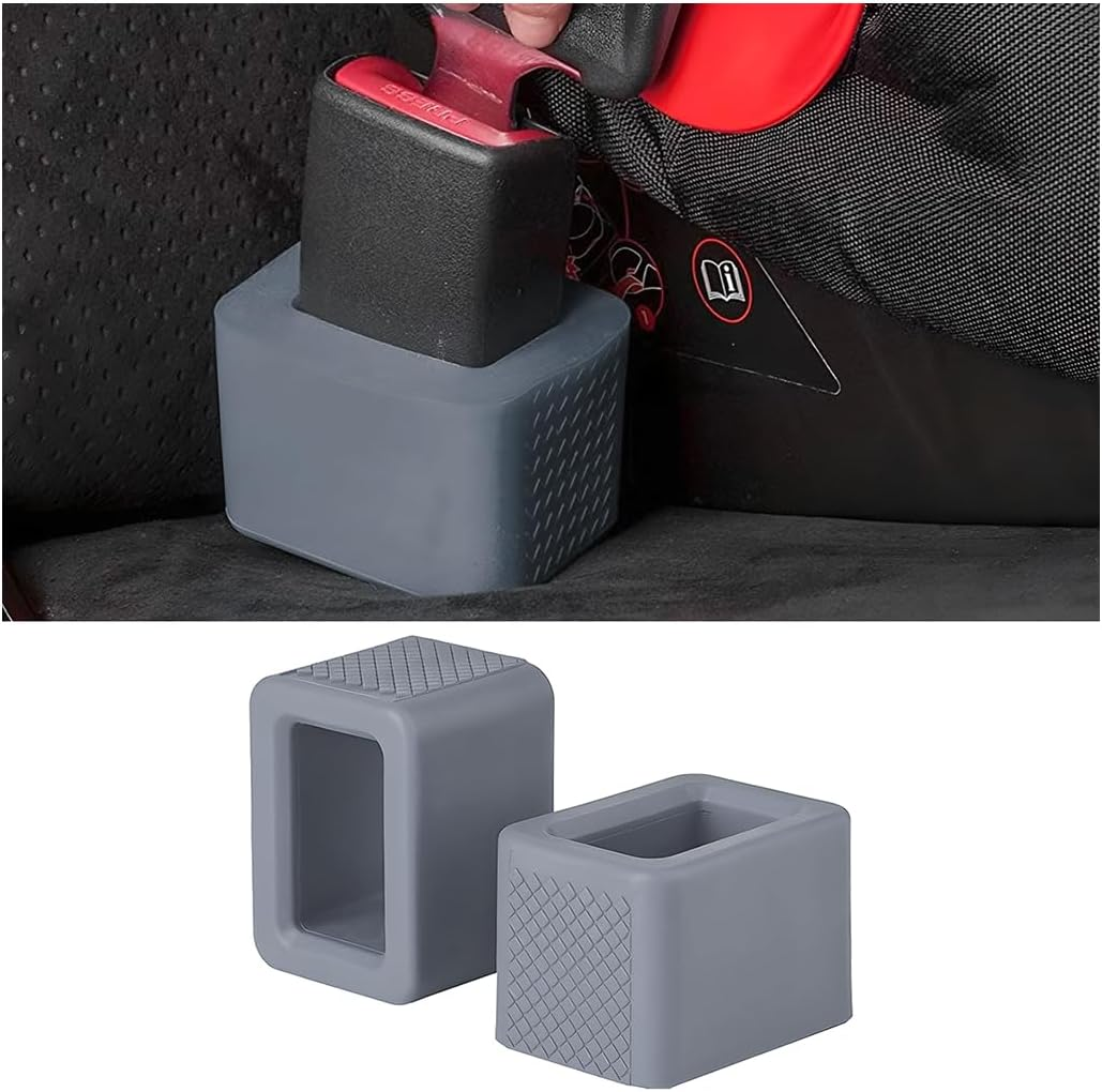 BELOMI 2 Pack Seat Belt Buckle Holder, Easy Access to the Buckles of Rear Seats, Silicone Seat Belt Buckle Booster Fit for Kids, Car Seatbelt Holder Makes Receptacle Upright Buckling (Gray) - Black image number 5