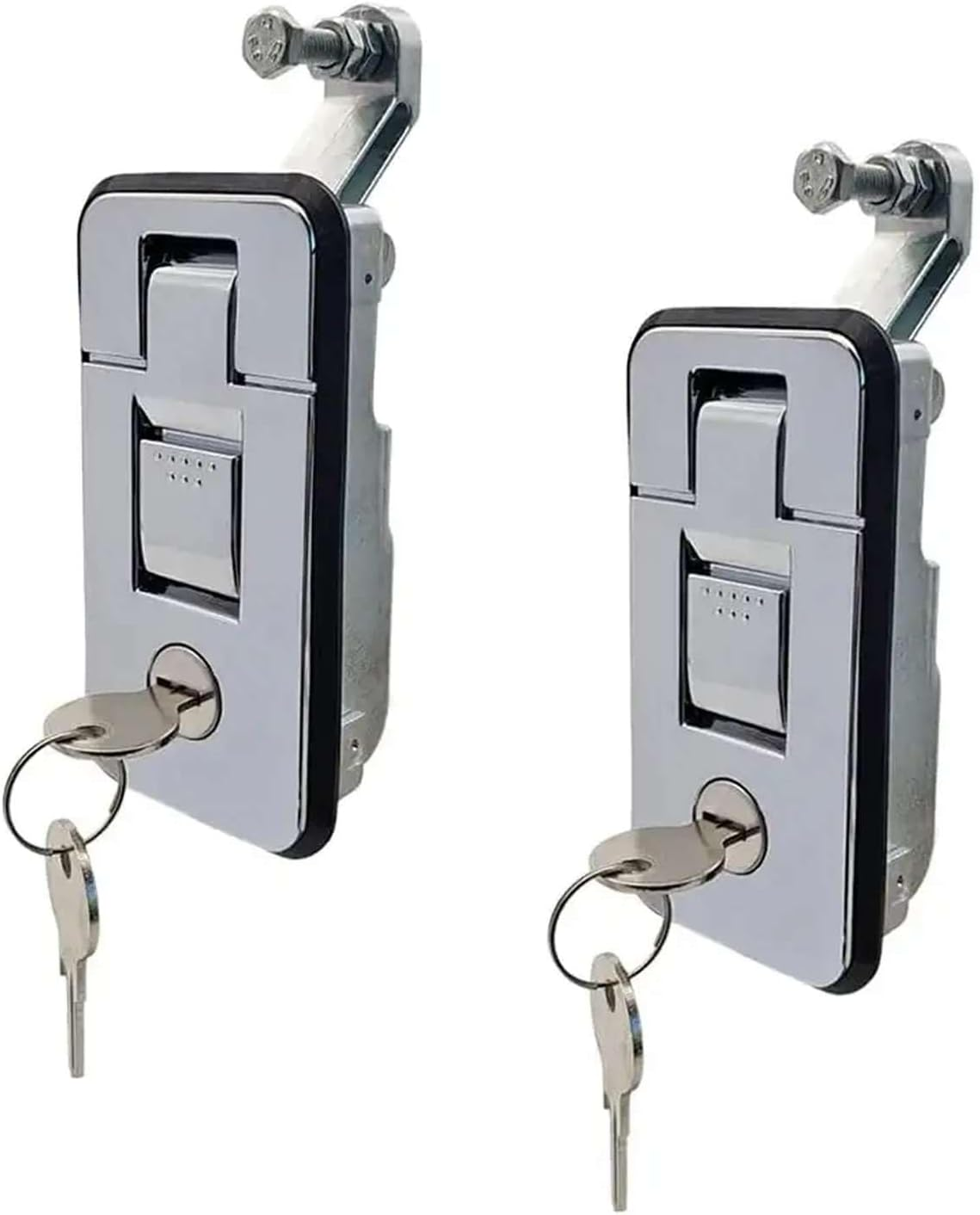 OZNALA 2Pcs Small Chrome Compression Lock Push Latch Tool Box Canopy Pop up RV Trailer(40 * 85Mm)