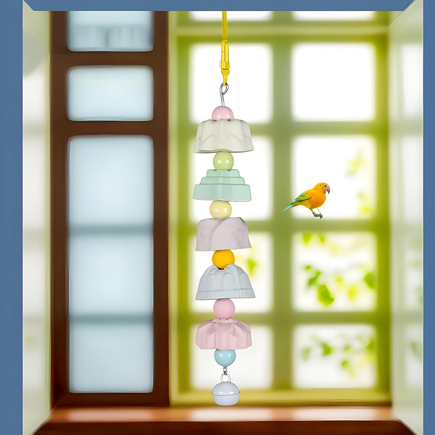 Mivpzisk Parrot Toys | Colorful Pet Chewing Accessories | Cage Bird Bite Chew Training Toys Bell for Cockatiels | for Macaws Parakeet Lovebird Conures Cockatiels Finches image number 5