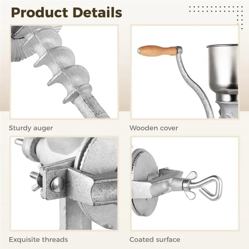 Hand Crank Grain Mill, Corn Grinder Flour Maker Wheat Grain Nut Mill Grinder Kitchen Tool, High Hopper Cast Iron Manual Grain Mill, for Restaurants Kitchens Bakery image number 3