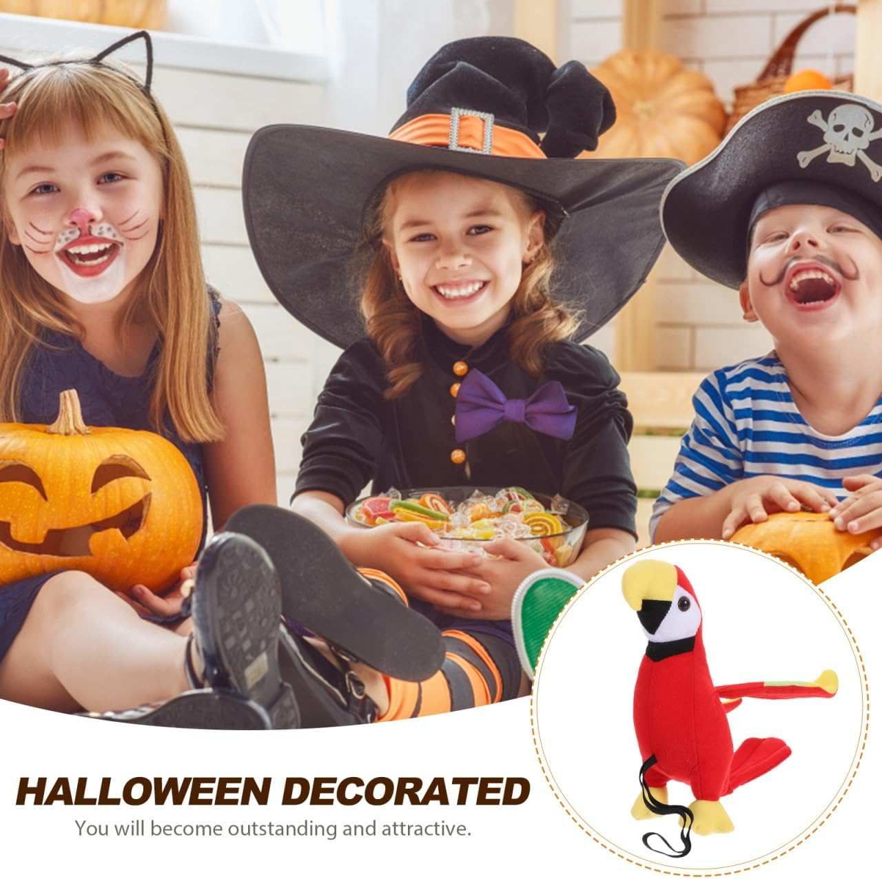 1 Set Halloween Pirate Parrot Shoulder Toy, Shoulder Parrot with Eye Patch, Party Cosplay Accessory for Kids & Adults, Pirate Accessories image number 6