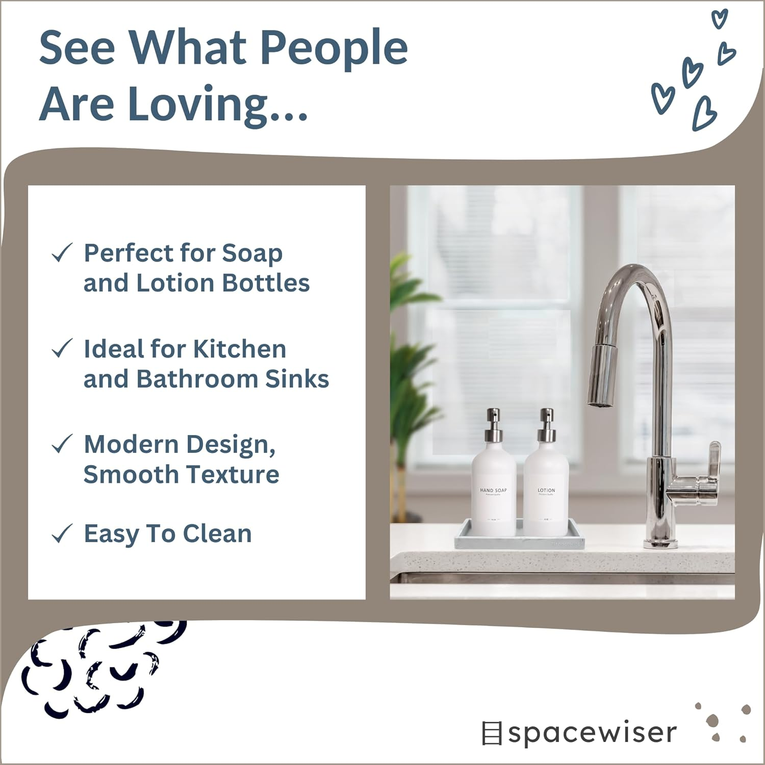 Spacewiser Countertop and Vanity Tray &ndash; Small 7.4" Silicone Soap Dispenser Tray, Shatterproof Flexible Bathroom Tray, Kitchen Sink Tray for Soap Bottles, Key Trinket Ring Tray, Original Silicone Tray image number 2