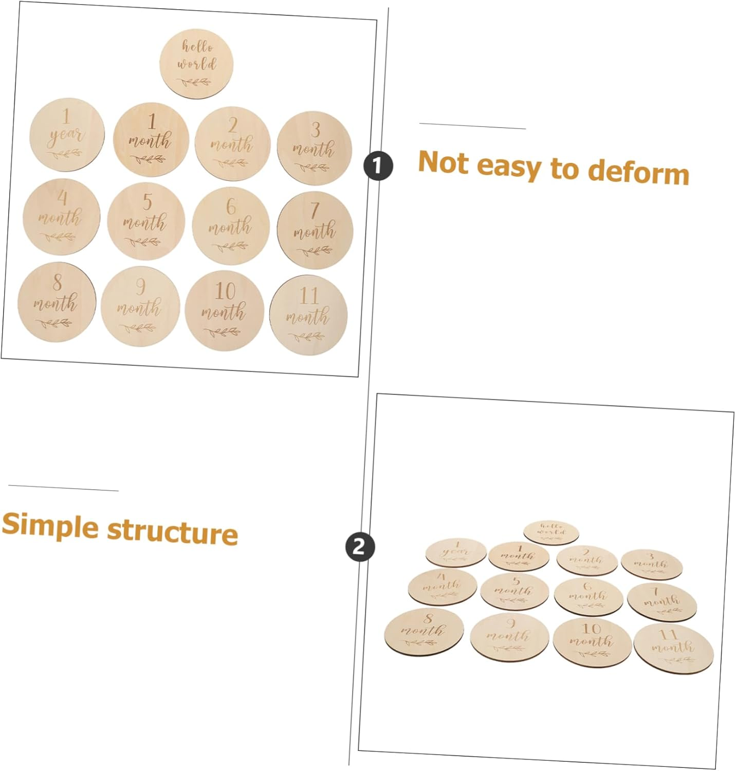 13Pcs Newborn Milestone Cards Monthly Growth Cards Wooden for Shower Gifts for First Year Photoshoot image number 4