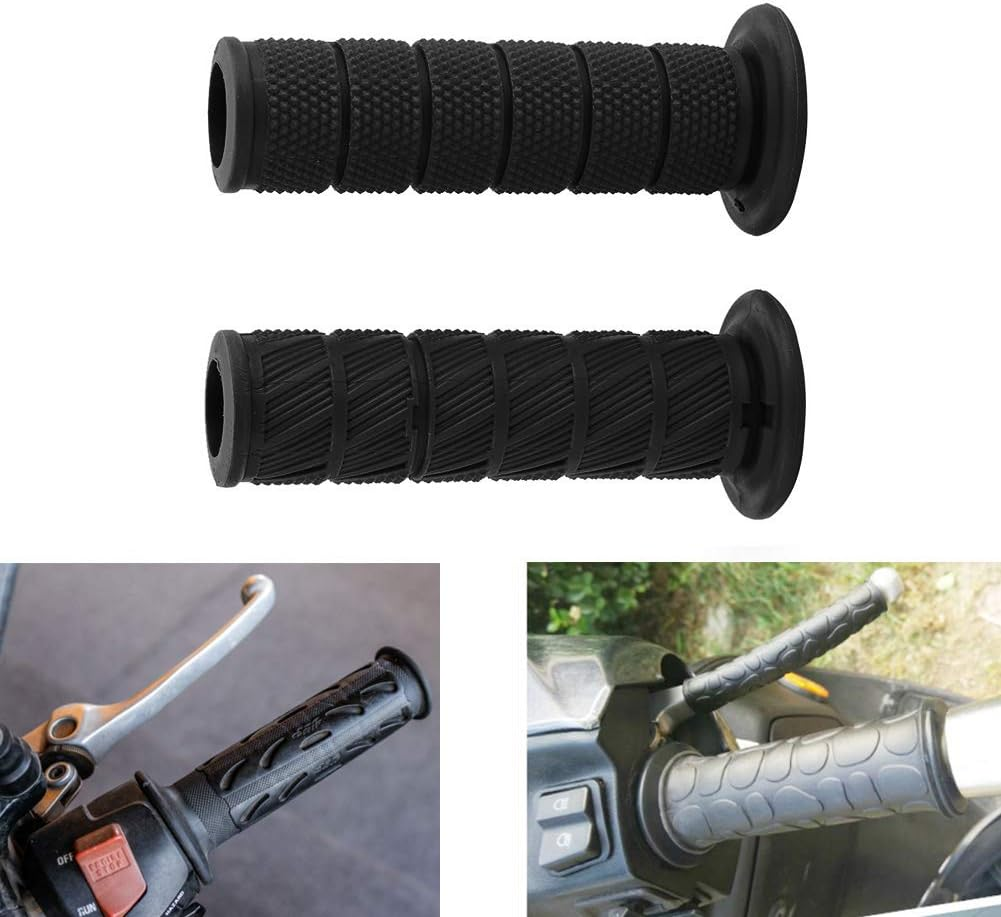 Motorcycle Grips, Motocross Grips Handlebar Grips Universal 2Pcs 22Mm Vintage Motorcycle Handlebar Grips Diagonal Handle Bar Ends for Motocross ATV - Black image number 3