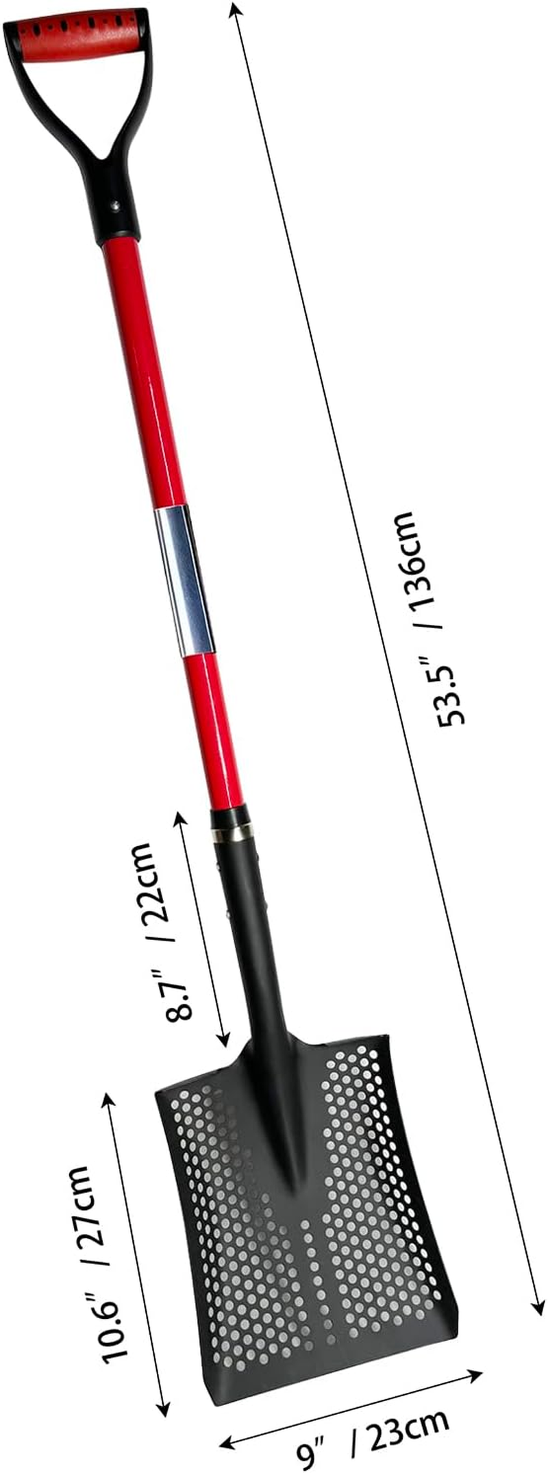 Virellisee 53.5" Sand Sifter Shovel, Heavy Duty Sand Sifter Square Cleaning Scoop Grip for Beach, Chicken Coop Poop Shovel -Black image number 5