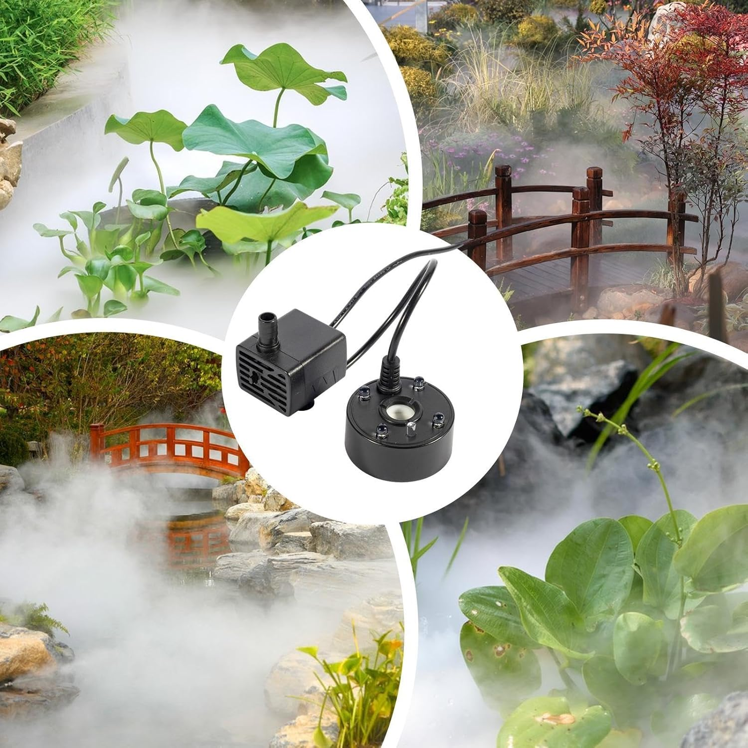 Ultrasonic Mist Maker, USB Mist Maker Fogger - Atomizer Fogger Mist Fogger Fog Machine - Ultrasonic Fogger Pond Fogger with LED Lights, Mist Machine Mister Fogger, Halloween Christmas Decorations - Black image number 2