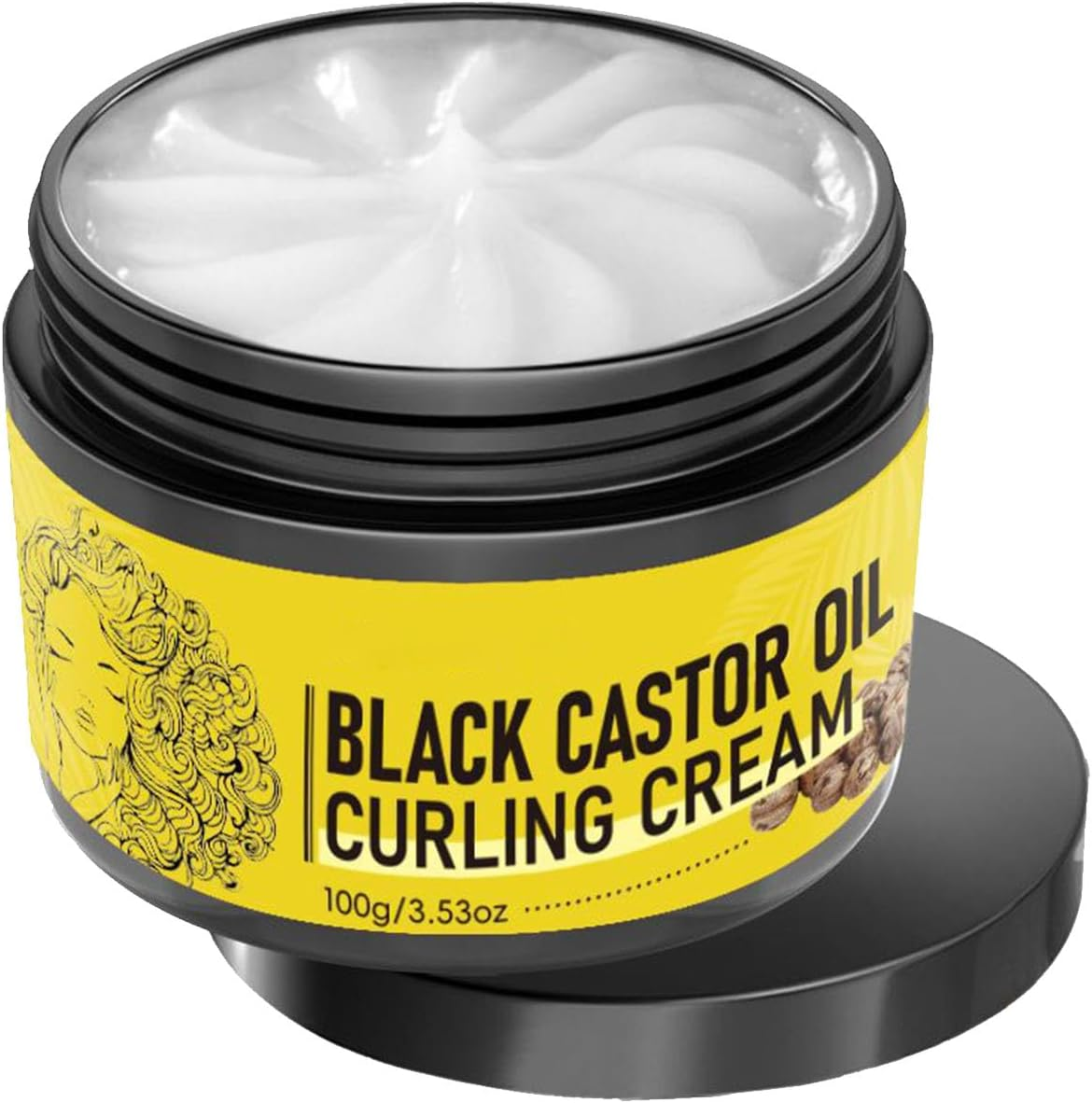 Black Castor Oil Curl Cream, Curl Defining Cream, Non-Sticky, Moisturises, Nourishes and Eliminates Frizz Hair, Curl Enhancer and Frizz Control for Curly Hair, 100 G image number 3