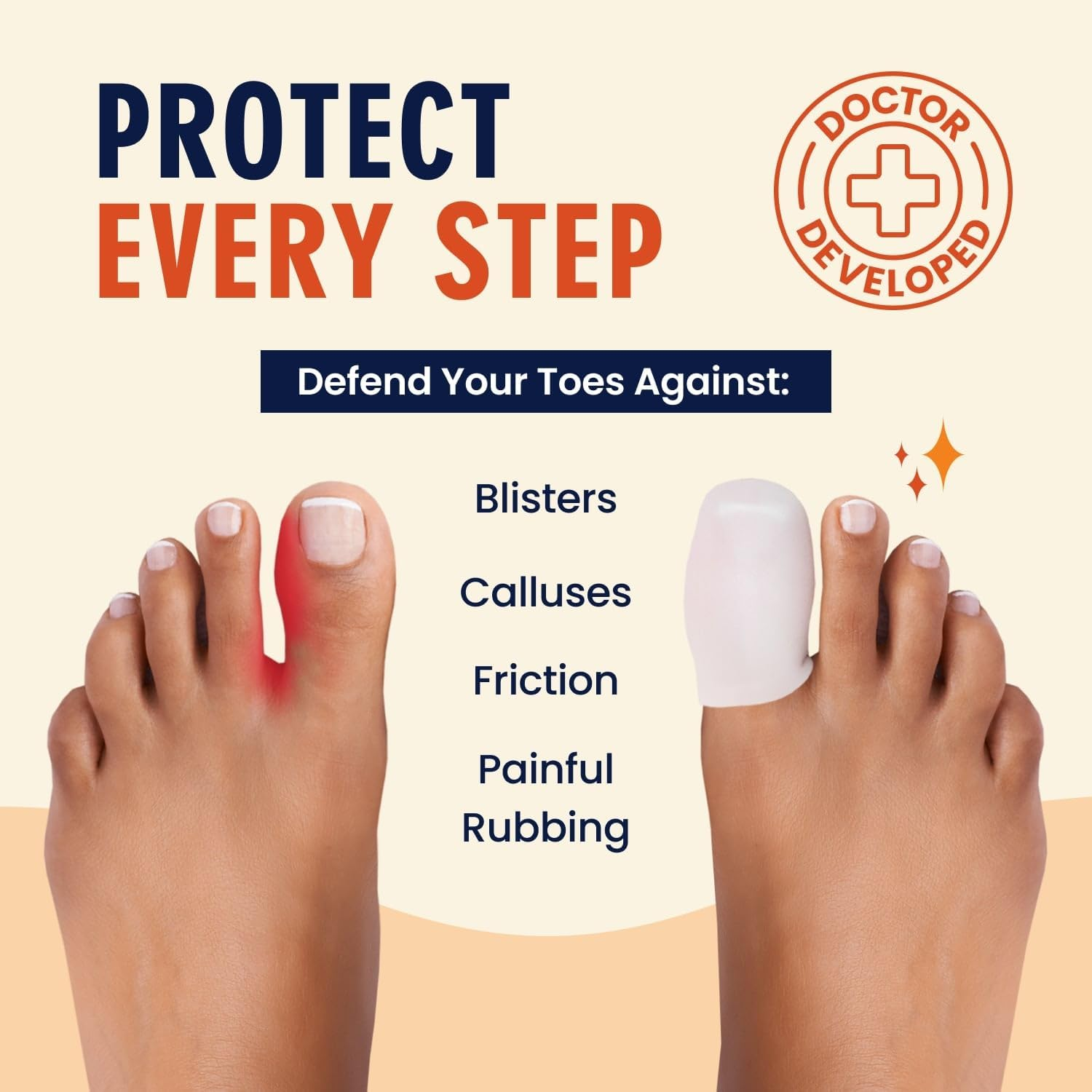 Dr. Frederick'S Original 4 Piece Gel Toe Caps - Prevents Callus & Blistering - for Men and Women image number 2
