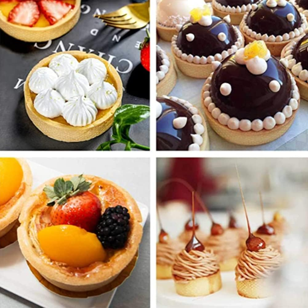 8Pcs Stainless Steel Tart Ring, Heat-Resistant Perforated Cake Mousse Ring round Double Rolled Tart Ring Metal Mold 10Cm image number 5