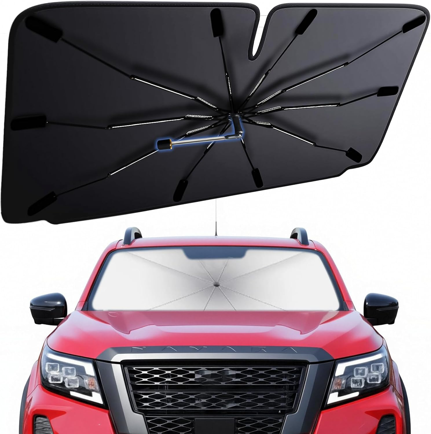 Windshield Sun Shade for Toyota Corolla 2020-2025，Custom Fit Sunshade Umbrella for Car Windshield，Reflective UV Block, Car Interior Protection & Foldable Windshield Cover image number 1