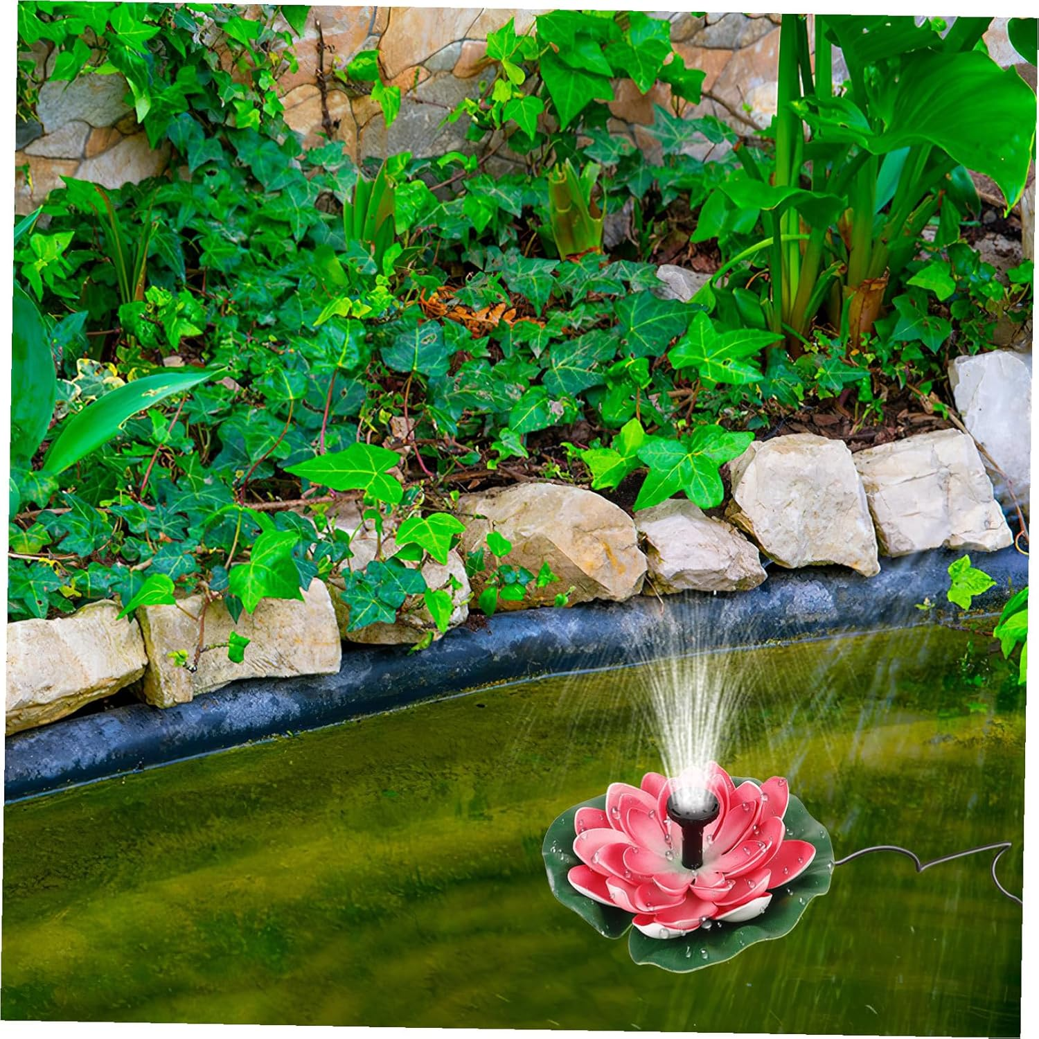 Solar Floating Lotus-Style Fountain Cherry Red Outdoor Water Feature Solar Pool Pump for Garden Landscape Decor image number 2
