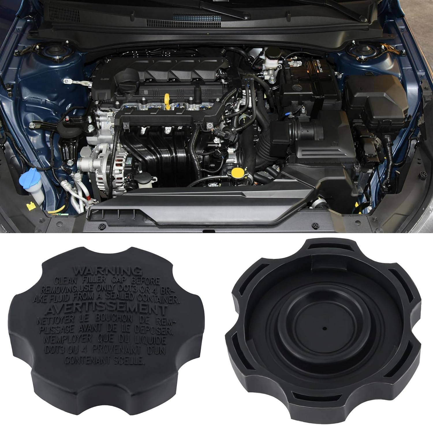 Car Brake Fluid Cap,Durable Master Cylinder Cap Compatible with Hyundai Accent Azera Elantra Kia Optima,Brake Reservoir Cap Car Accessories Replacement OEM#58531-07000,585312B500 image number 2