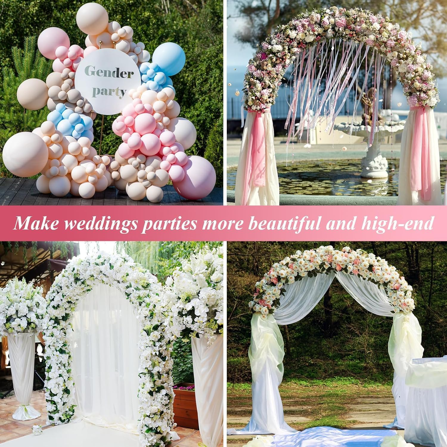 7.9 Ft H X 4.6 Ft W Metal Pergola Arbor,Wedding Arch，Party Decoration，Garden-Climbing Plant Support，For Various Climbing Plant Wedding Garden Arch Bridal Party Decoration，Assemble Freely 2 Sizes image number 1