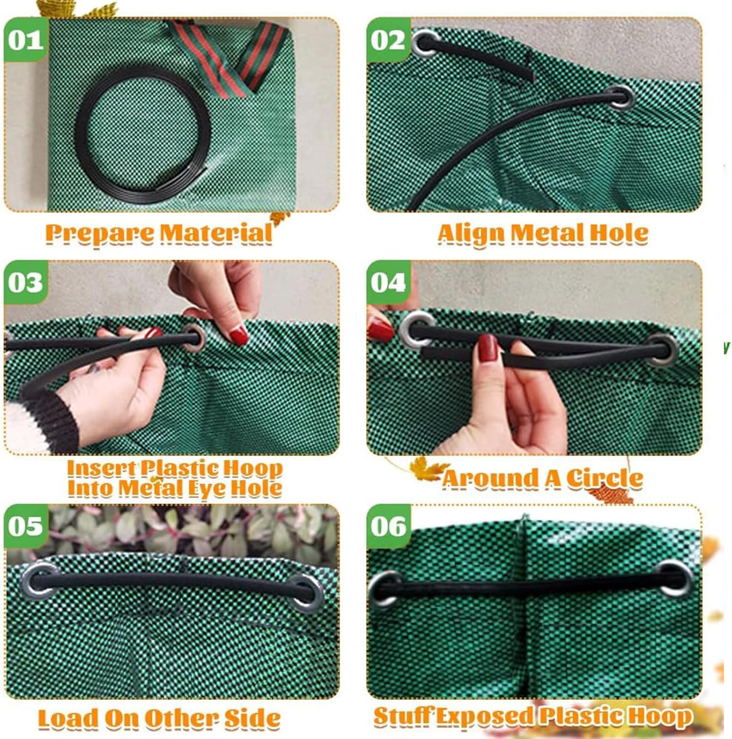 72 Gallons Reusable Yard Waste Bags with Lid Extra Large Lawn Leaf Bags Heavy Duty with Handles Garden Waste Bags Container for Clean up Outdoor Debris Leaves Grass Clippings (3PCS) image number 5