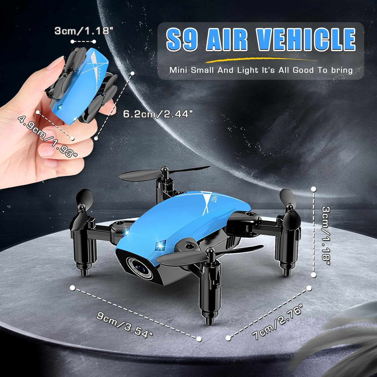 Mini Drone with 720P Camera for Kids, Remote Control Drones Toys for Ages 8-14, Pocket RC Quadcopter with Foldable Wings, Voice Gesture Control, Altitude Hold, Gifts for Kids Beginners, 2 Batteries image number 4