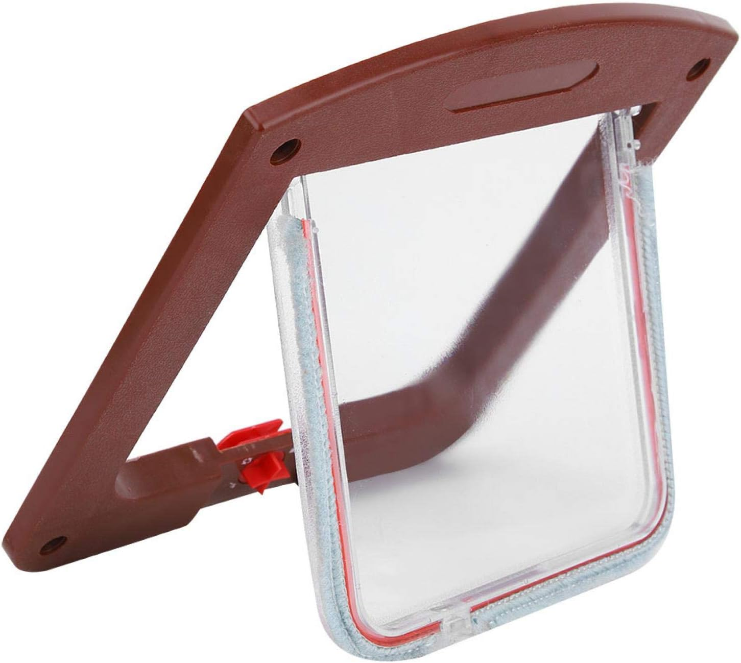 Sliding Glass Cat and Dog Door Insert, Square PP Controllable Switch Pet Door Dog Cat Flap Door Coffee Color image number 2