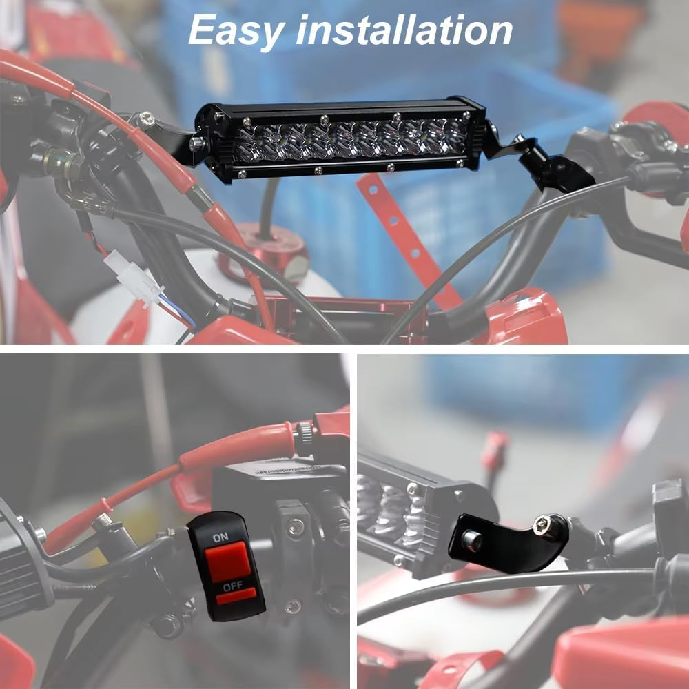 7 Inch LED Light Bar, 20LED Double Row Work Light Bar for Truck, Spotlights Motorcycle LED Headlight Kit with Mounting Brackets and Switch for CRF (1 Pack)