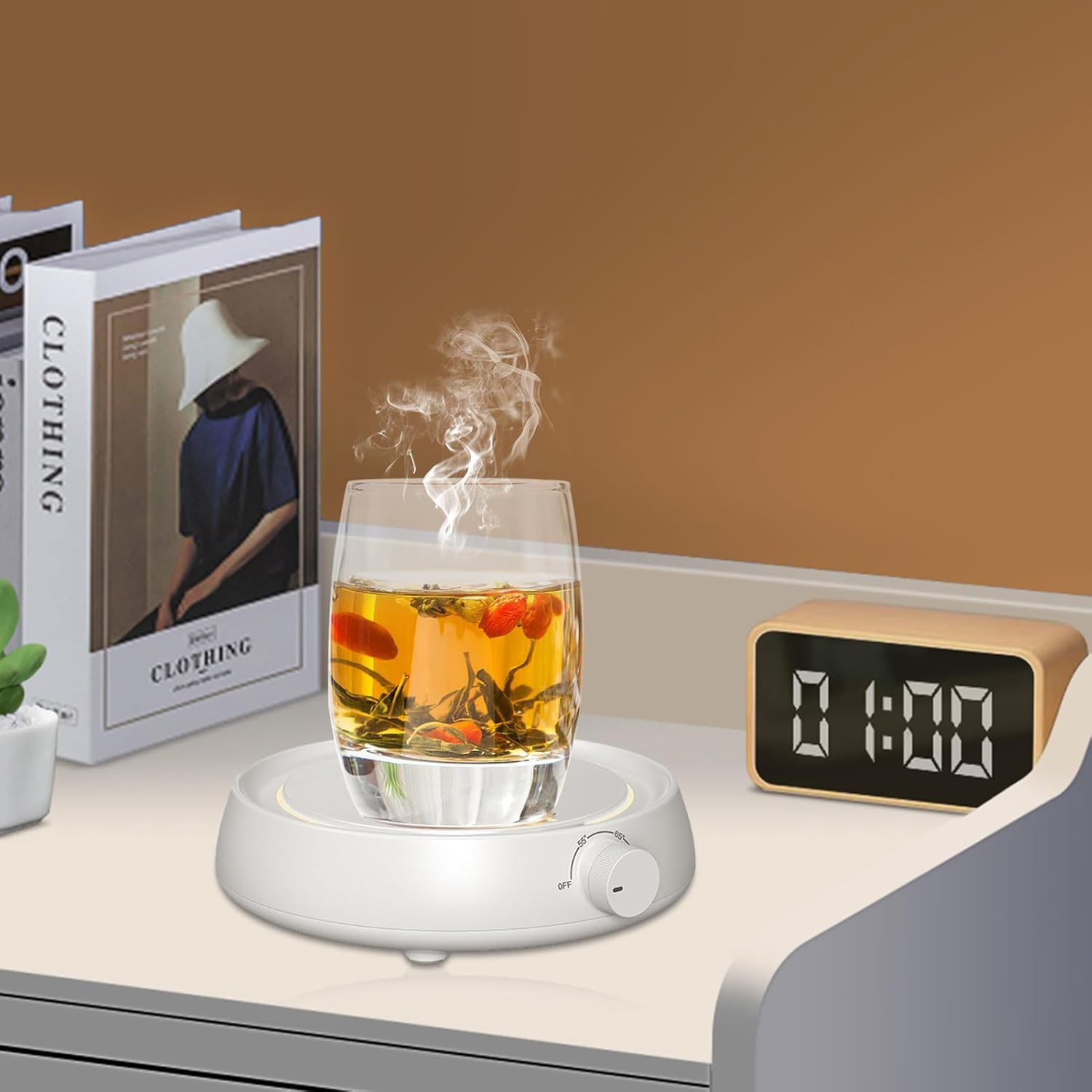 Smart Coffee Cup Warmer | 3 Temperature Control for Cocoa, Tea, Milk - Desk Heater with Auto On/Off, Thermostat Coaster for Cups & Mugs, Espresso Beverages image number 6