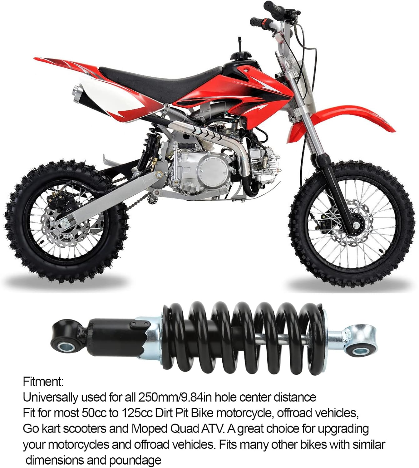 240Mm Motorcycle for Bikes, Atvs, Karts, Scooters &ndash; 325Mm Replacement Suspension Damper with Spring Design image number 1