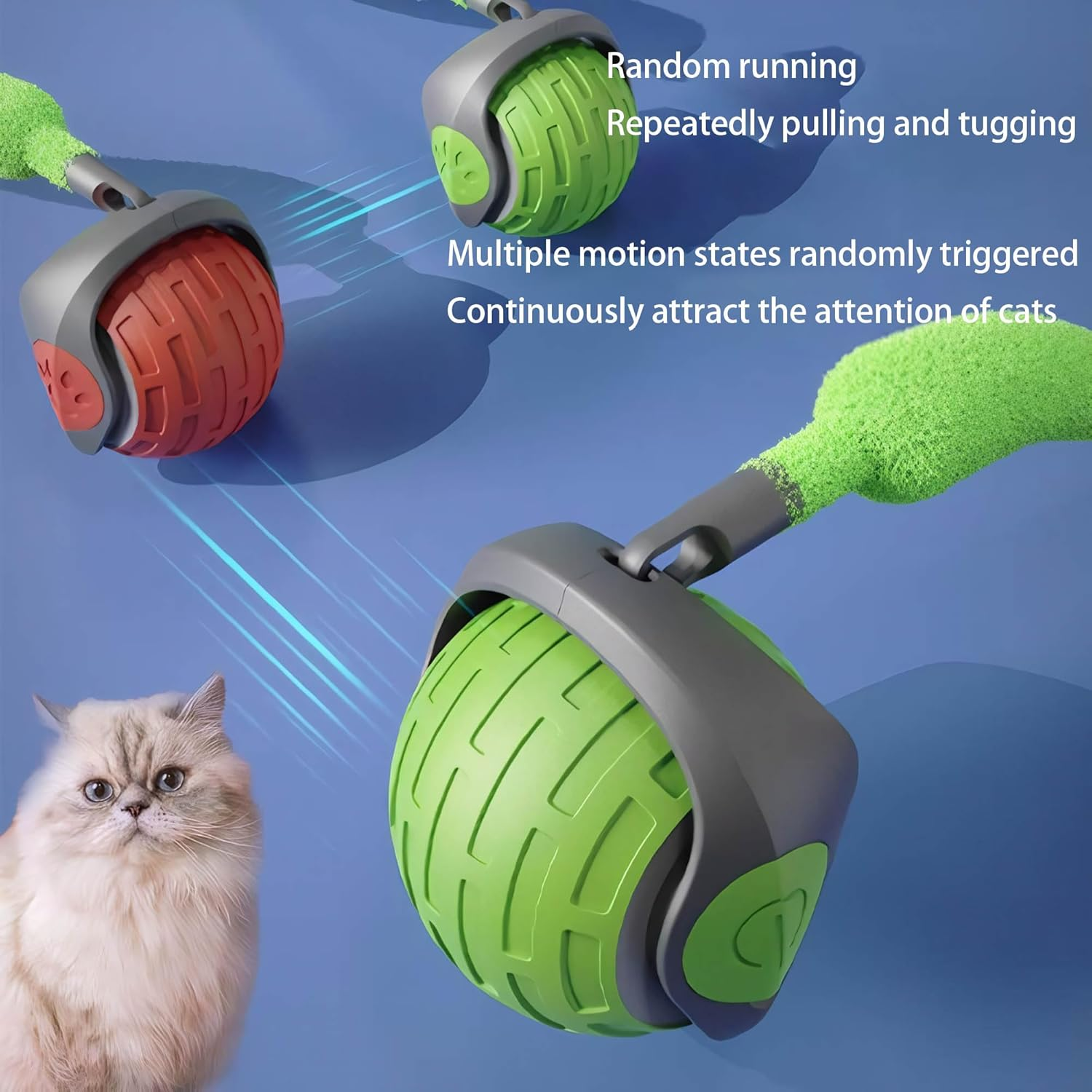 Speedy Tail 3.0 Rechargeable Intelligence Automatic Moving Pets Toy for Indoor Cat and Dog Interactive Rolling Ball (Green) image number 6