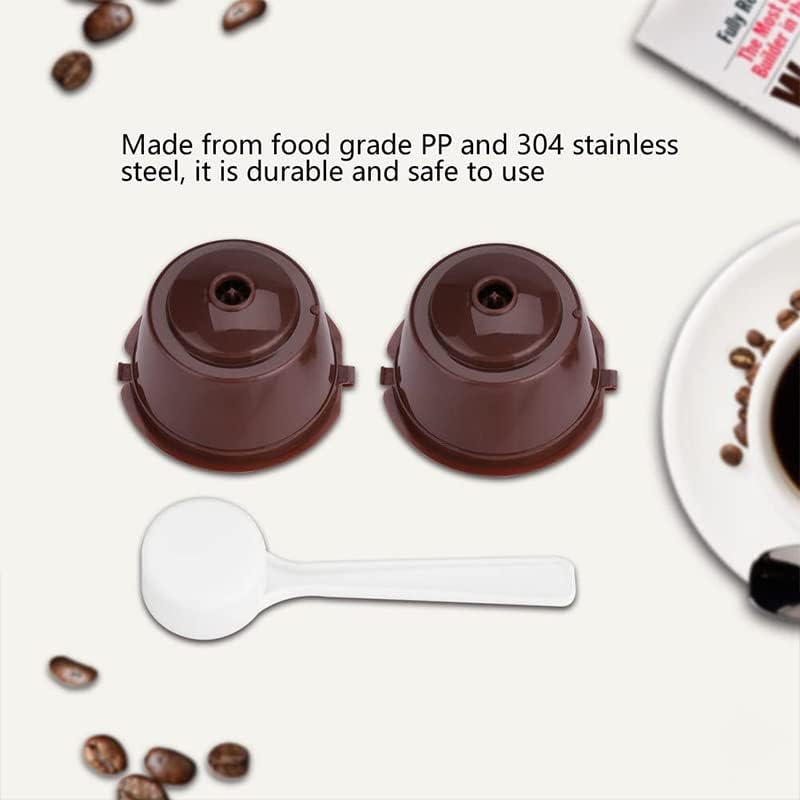 2 Sets Reusable Coffee Filter Pods for Dolce Gusto Machines, Refillable Cafe Capsule Cups, 8G Capacity, Includes Coffee Spoons, Food-Grade PP, Coffee Color image number 3