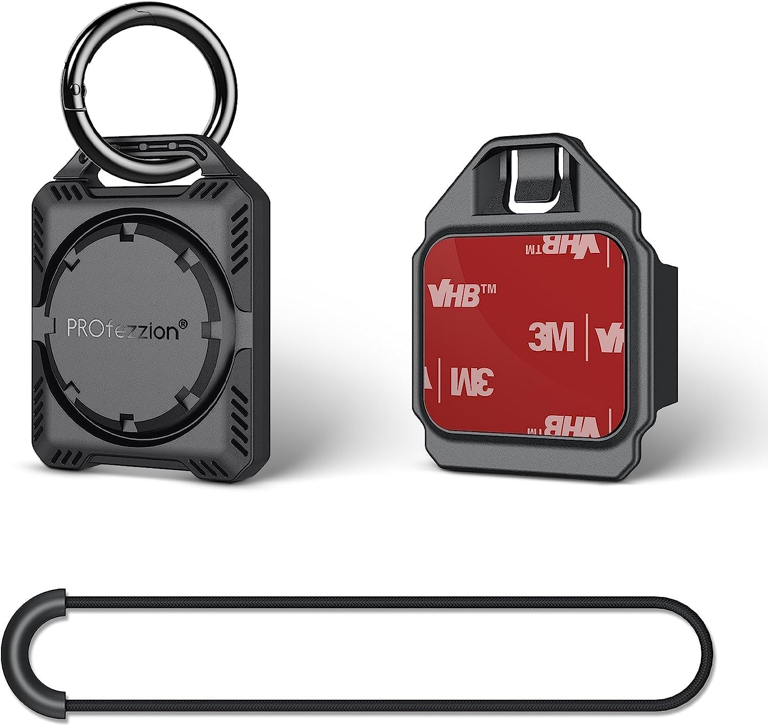 Profezzion IPX8 Waterproof Case, Anti-Lost Anti-Scratch Holder Protective Skin Cover with Key Ring, Loop Strap and 3M Mount for Keychain, Dog Collar, Travel, Luggage, Car, & More-Red