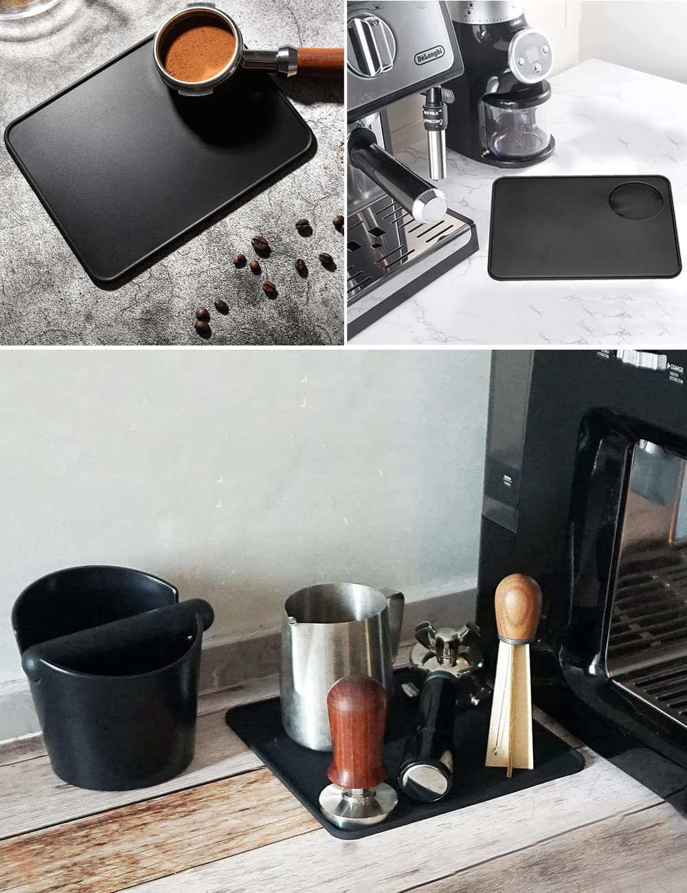 2 PCS Silicone Espresso Tamping Mat, Tamper Mat with Portafilter Holder, Anti-Slip Tamper Mat, Silicone Coffee Tamping Mat, Espresso Accessories Tool for Barista, Home, Kitchen, Office, Bar (Style1) image number 6