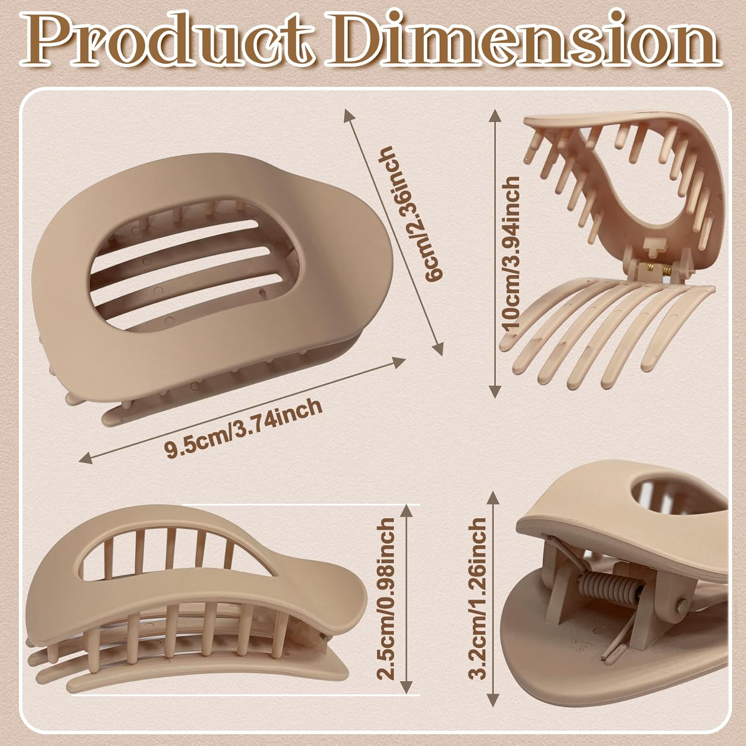 TZEKING Pack of 6 Hair Clips for Women, Flat Claw Clip, Hair Clips Women'S Thin Hair, Non-Slip Hair Clip, Strong Hold Side Hair Clips for Thick and Thin Hair image number 2