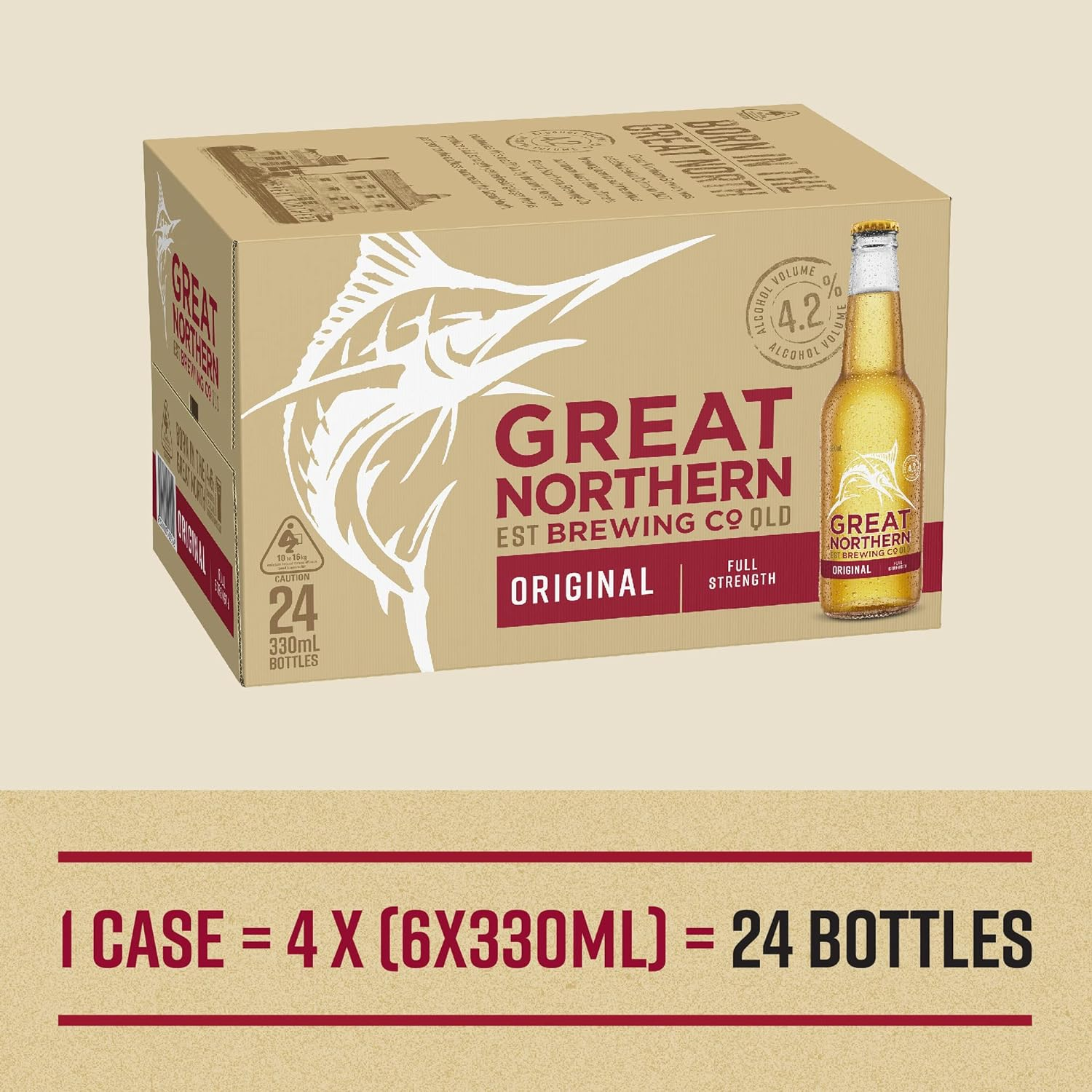 Great Northern Original Lager, Full Strength Beer, Crisp & Refreshing Finish, 4.2% ABV, 330Ml (Case of 24 Bottles) image number 6