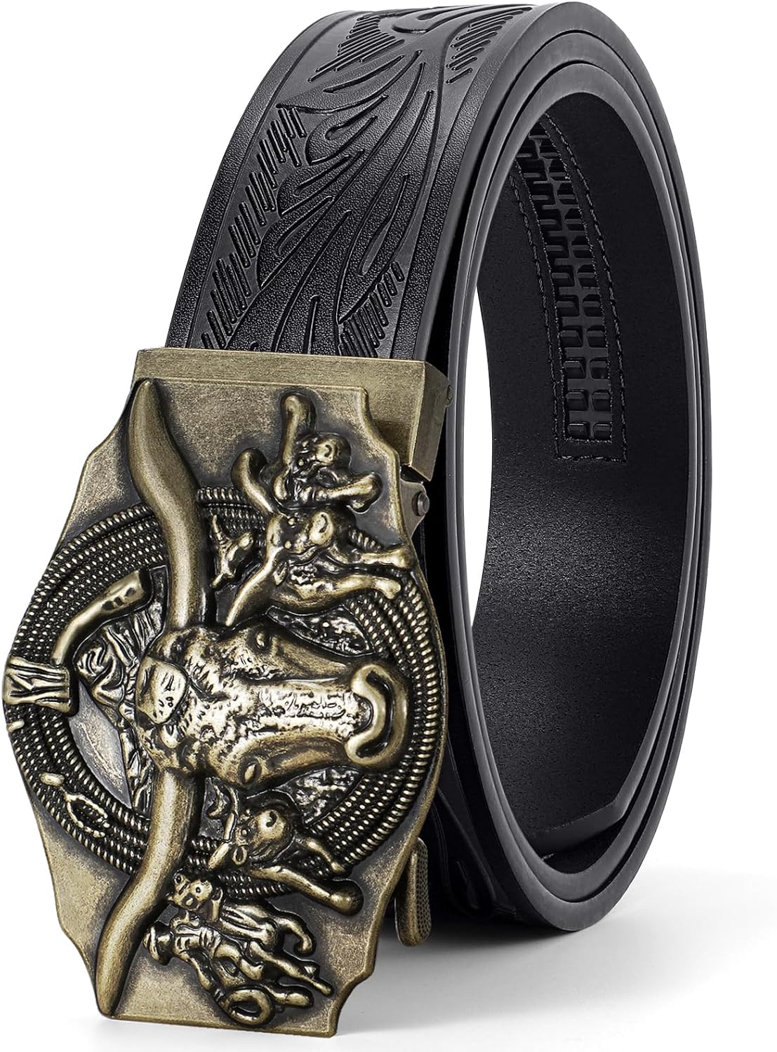 SANSTHS Ratchet Cowboy Belt, Western Ratchet Belts for Men Ratchet Western Belt with Automatic Cowboy Buckle