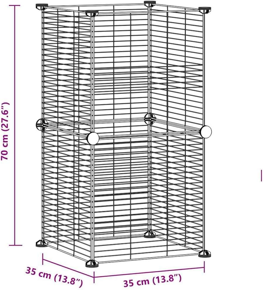8-Panel Pet Cage with Door, Expandable Cage Habitats for Multiple Small Animal Pet Playpen Grids Indoor Rabbit Fence Hedgehog Cage, Black, Steel image number 3