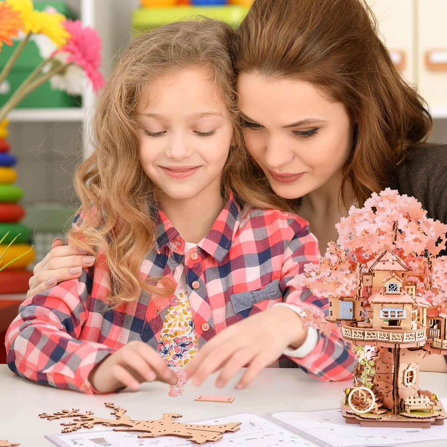 Rolife 3D Puzzles for Adults, Cherry Blossom Bonsai Tree Plants, Japanese Sakura Tree House Flowers Building Set for Adults for Table Toys & Home Decor, Creative Birthday Girls&Boys (535 PCS) image number 6