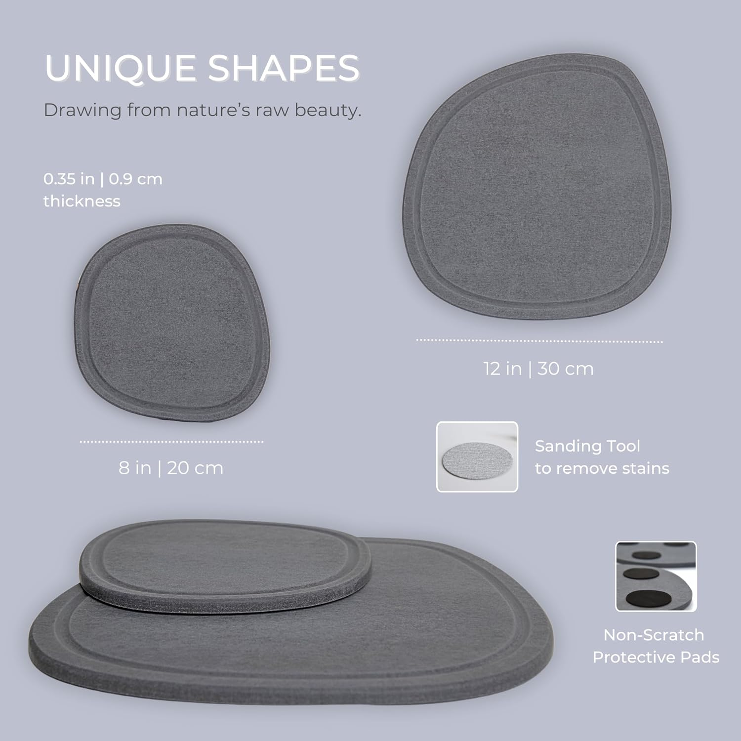 Home - Stone Plant Saucer | Super Absorbent, Quick Drying Indoor Pot Saucers | Made of Natural Diatomaceous Earth | Absorbing Water Instantly | 1 Large & 1 Small Drip Tray | Colour Graphite image number 5