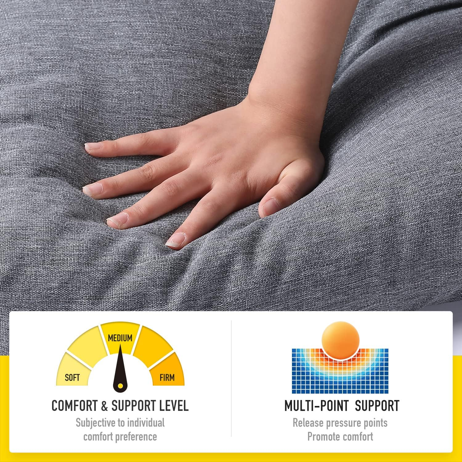 Sunrox Lokgrip Non Slip Tufted Memory Foam Bench Cushion, Fadeshield Water Resistant Durable Thicken Outdoor/Indoor Bench Seat Pads 36X14X4 Inch, Midnight (Heather Black, 36"X14"X4") image number 6