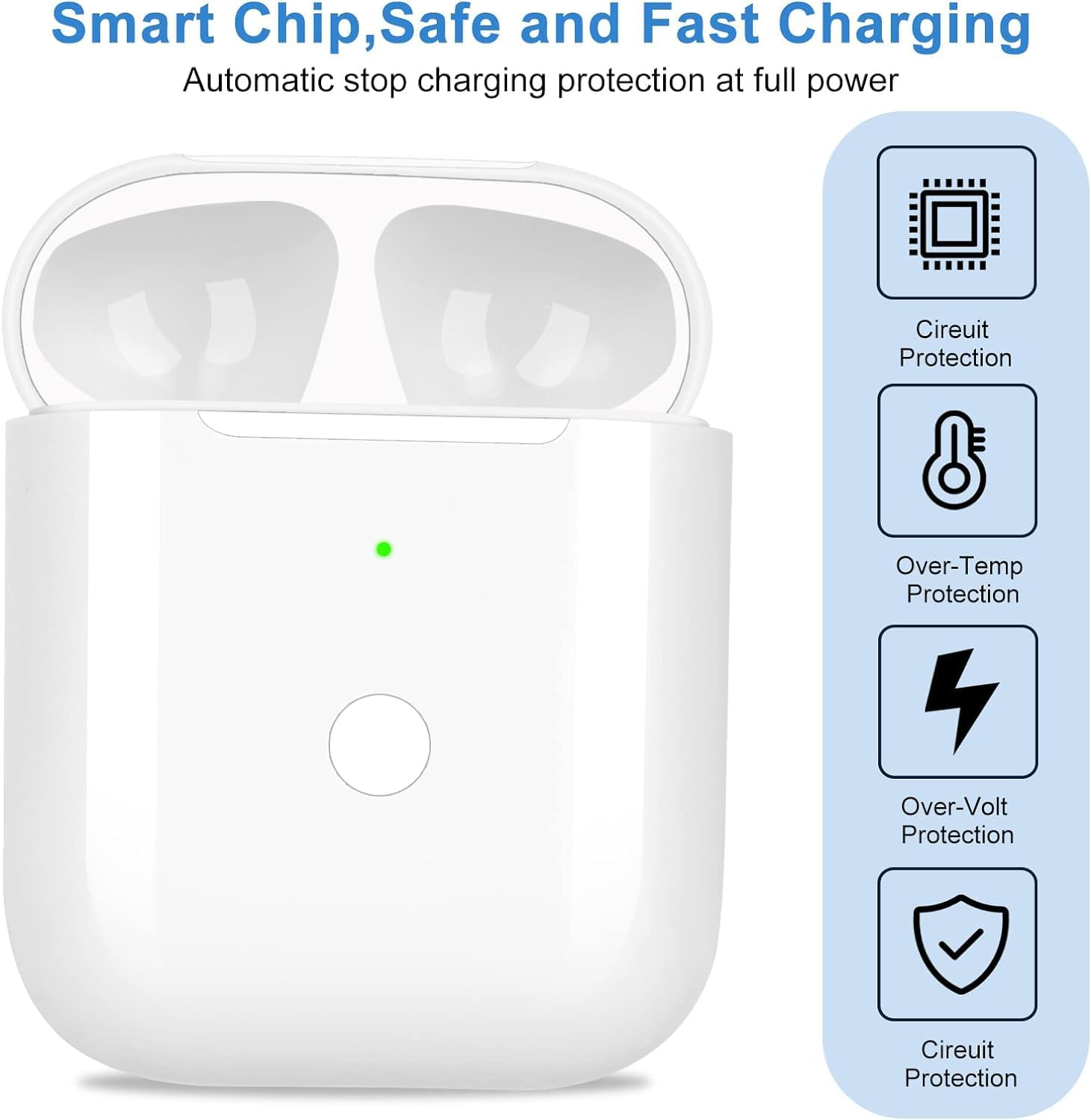 RAVIAD Wireless Charging Case Replacement Compatible with Airpods 1St & 2Nd Gen, Charger Case with Pairing Sync Button, Not Include Earbuds &ndash; Color White image number 6