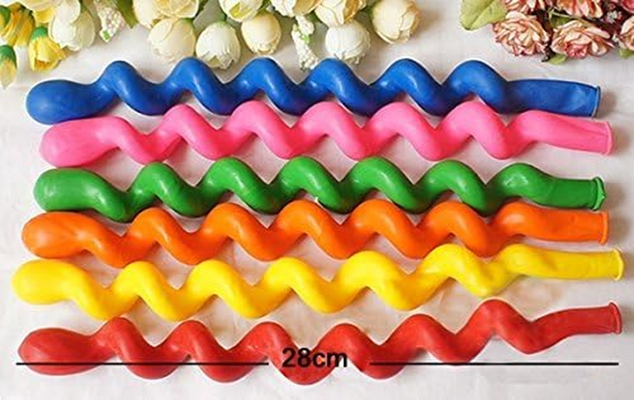 CJESLNA 50 X Latex Spiral Balloons Birthday Festival Party Decoration Mix Colors image number 2