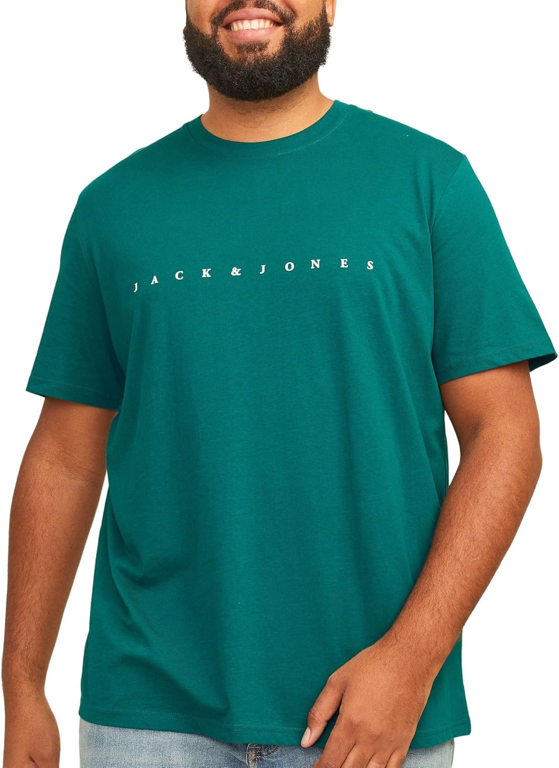 Jack & Jones Basic T-Shirt Logo Print Short Sleeve Shirt Crew Neck Short Sleeve plus Size JJESTAR, Dark Navy Blue, EU7XL US5XL