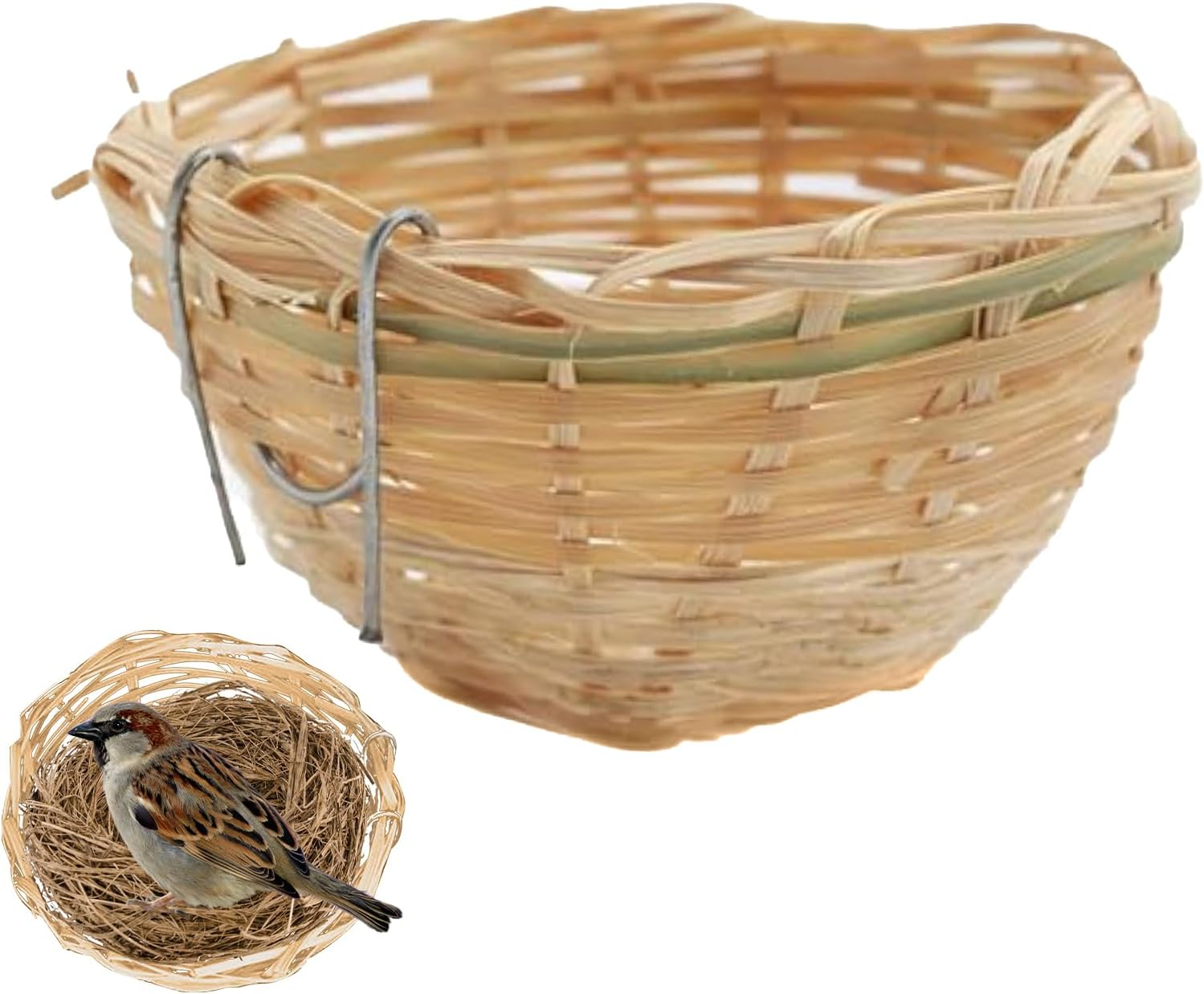 Bird Nesting Box | Natural Hand Woven Finch Nest,Pet Accessories for Tree Breeding Winter Laying Aviary Nature Outdoor Indoor Garden Yard View