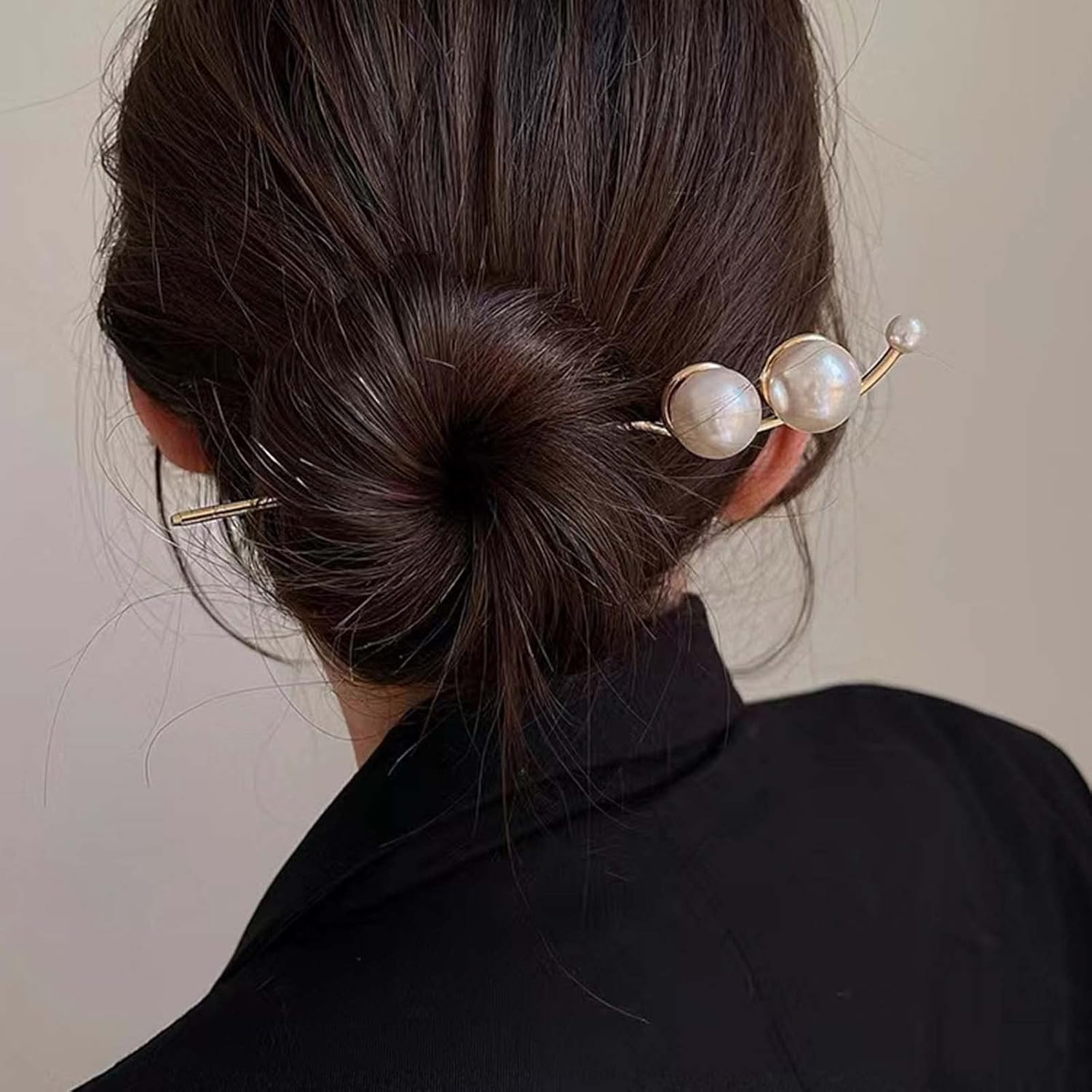 Inateannal Pearl Hair Pins for Styling Vintage Gold Plated Coiling Hair Sticks Imitation Pearl Hair Chopstick Hairpins Hair Accessories for Women Girls (One Large Pearl) image number 1