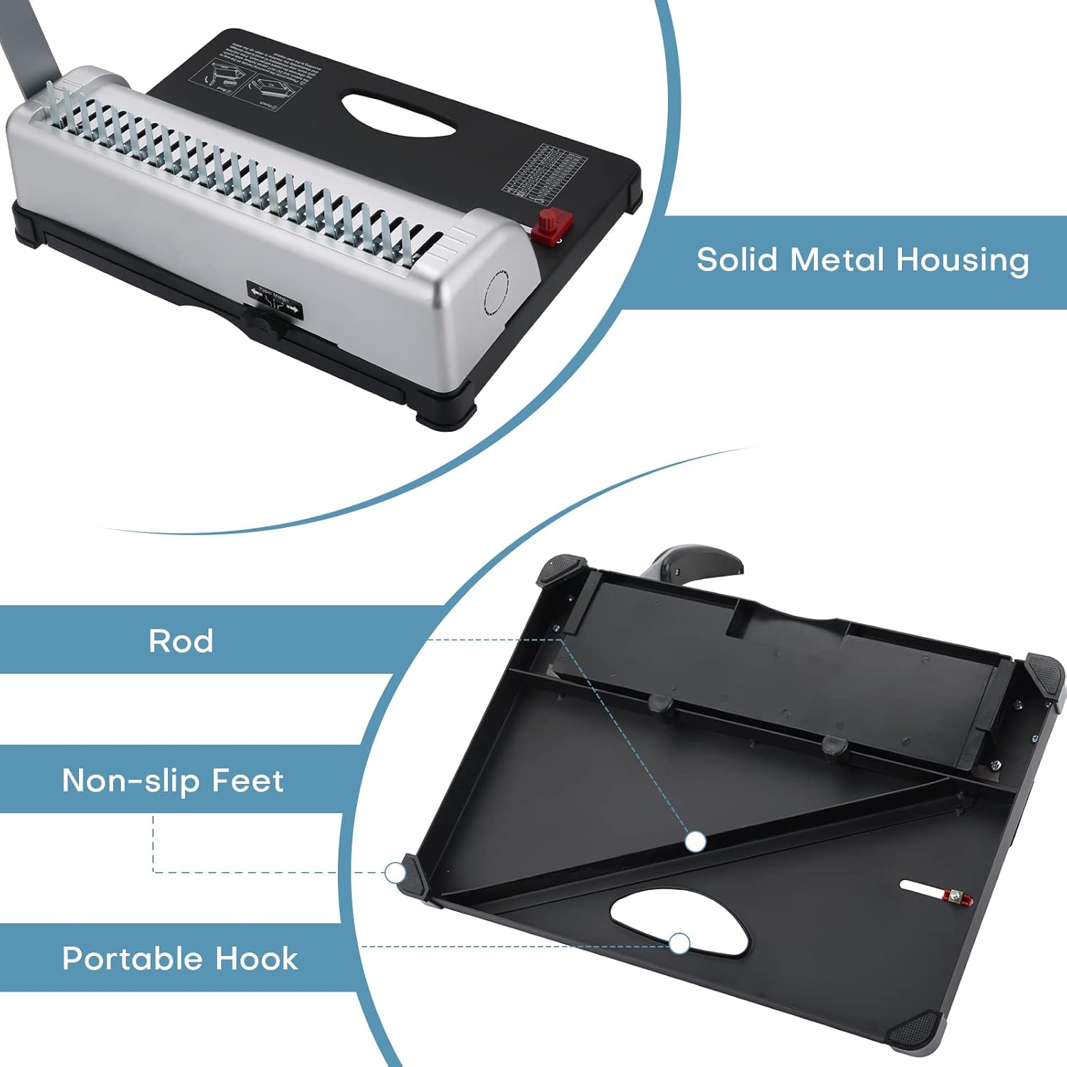 MYFULLY Comb Binding Machine, 21-Holes, 450 Sheets, Paper Punch Binder with Starter Kit 100 PCS PVC Comb Bindings Perfect for Letter Size, A4, A5 or Smaller Sizes Office Documents image number 1