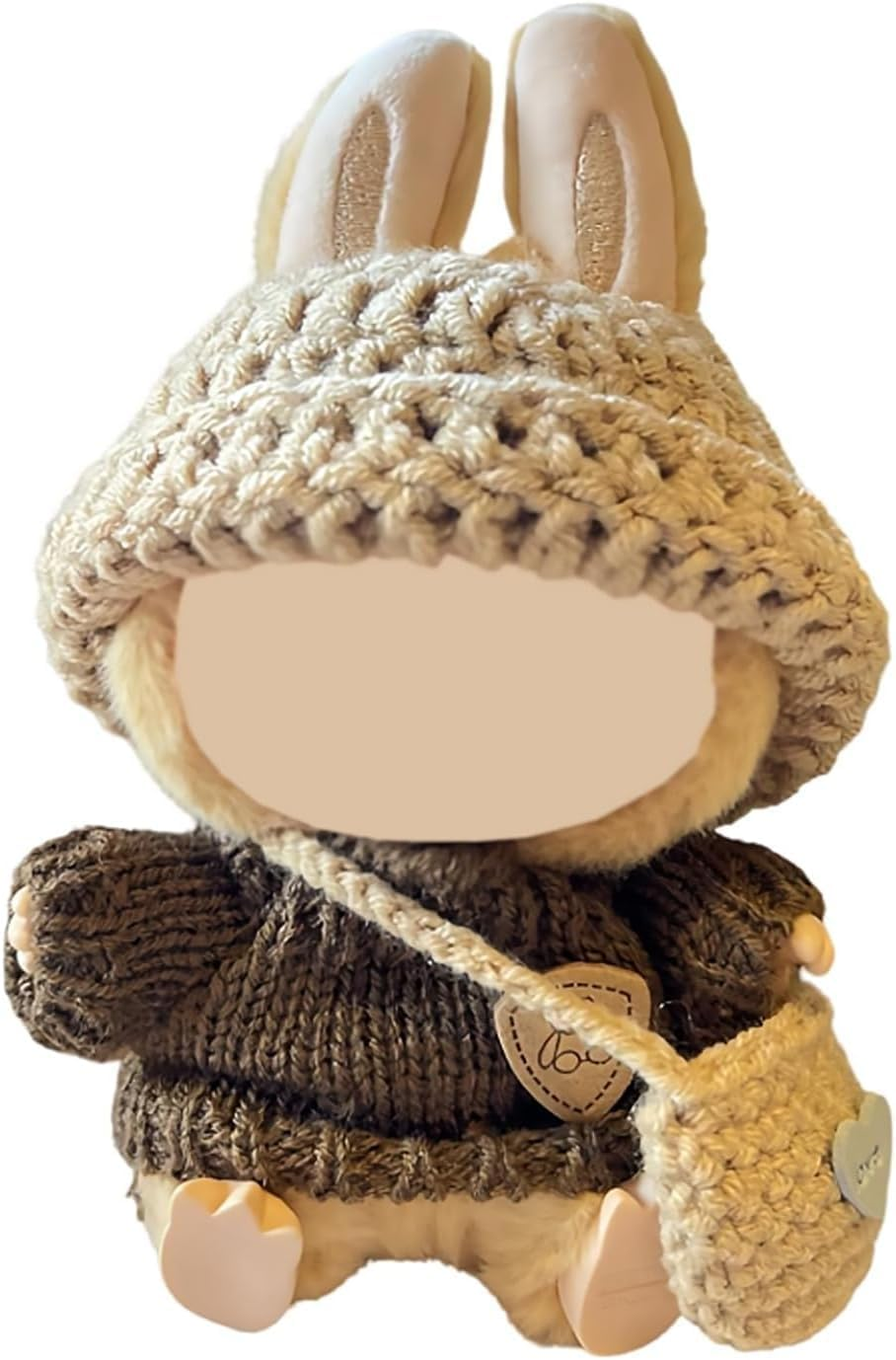 3-Piece Handcrafted Crochet Doll Clothes - Compatible with Labubu 5.91-6.7Inch (15-17Cm) Dolls as Accessories, Premium Dolls Outfit with Accessories, Hand Crocheted Hat, Sweaters, Bag image number 4