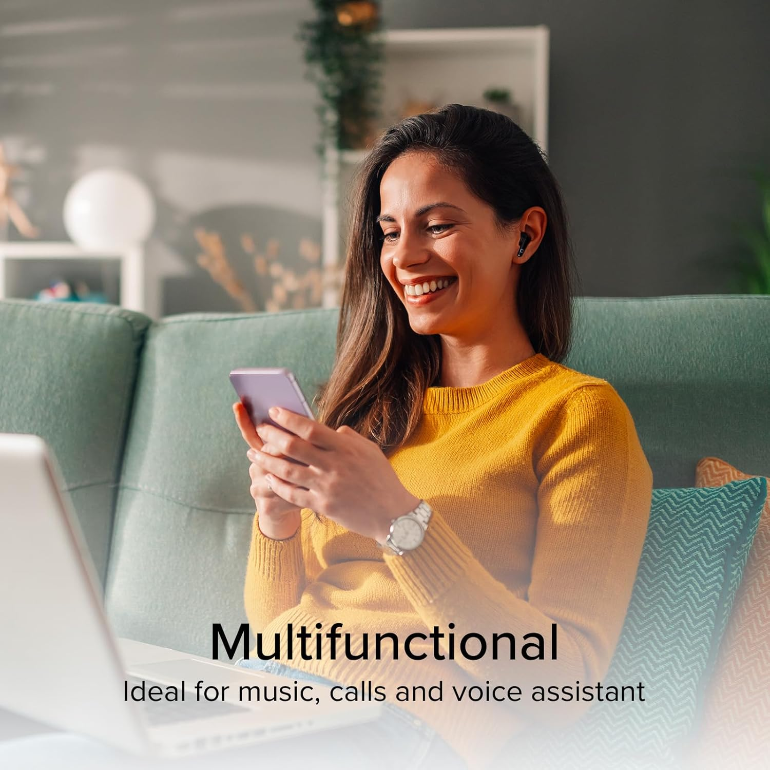 SBS Go Pods TWS Semi in Ear Headphones, True Wireless Stereo Charging Case, Built-In Microphone, Touch Control, for Smartphone, Tablet, Laptop, 12 Hours Playback, Black image number 1